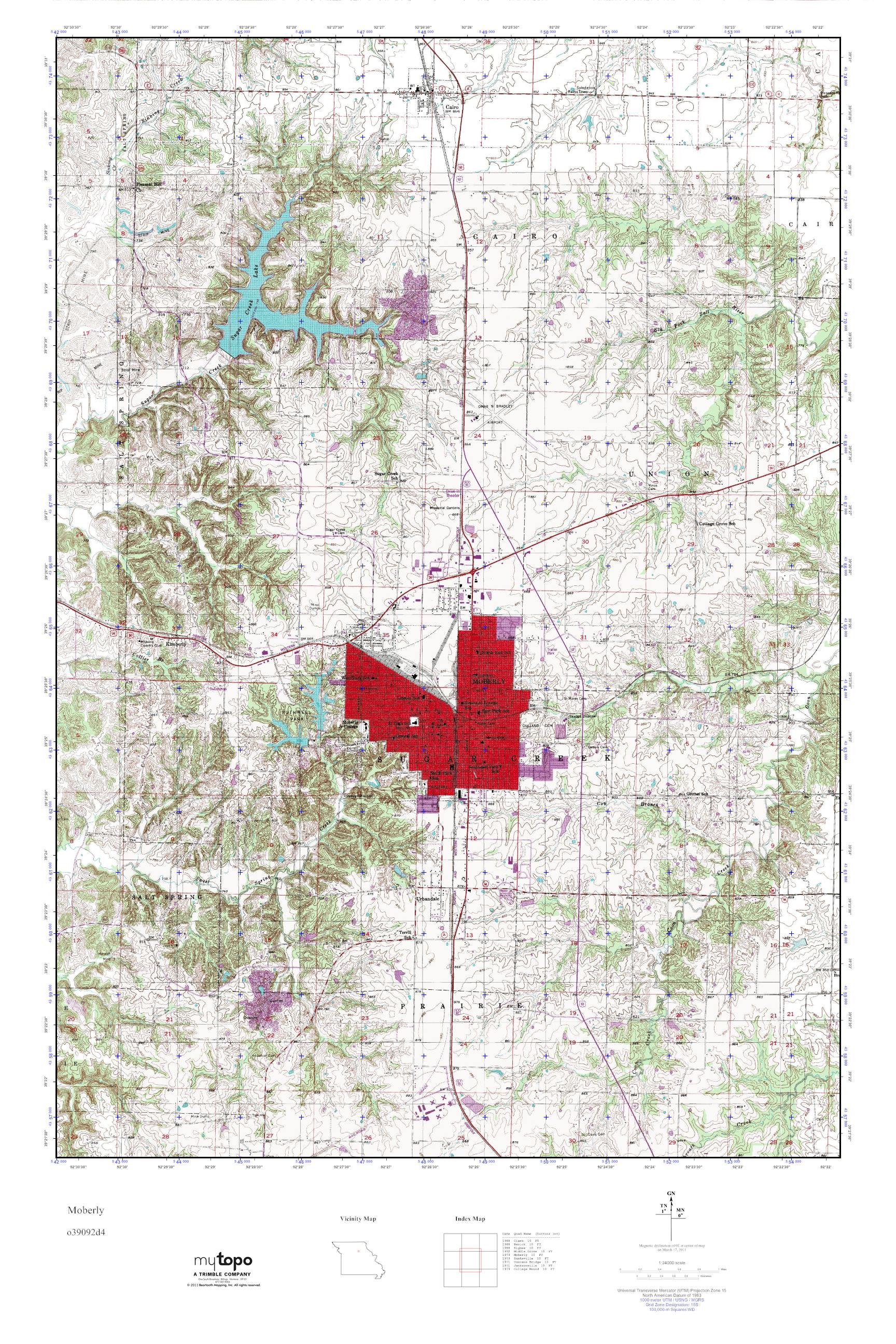 MyTopo Moberly, Missouri USGS Quad Topo Map