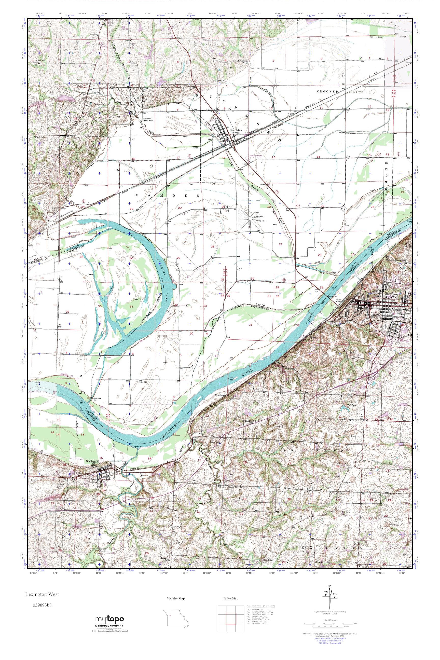 MyTopo Lexington West, Missouri USGS Quad Topo Map