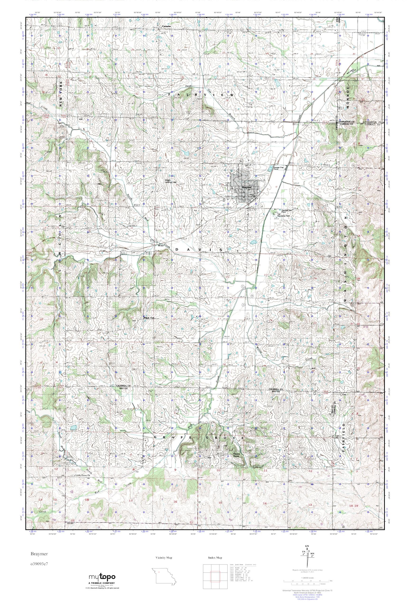 MyTopo Braymer, Missouri USGS Quad Topo Map