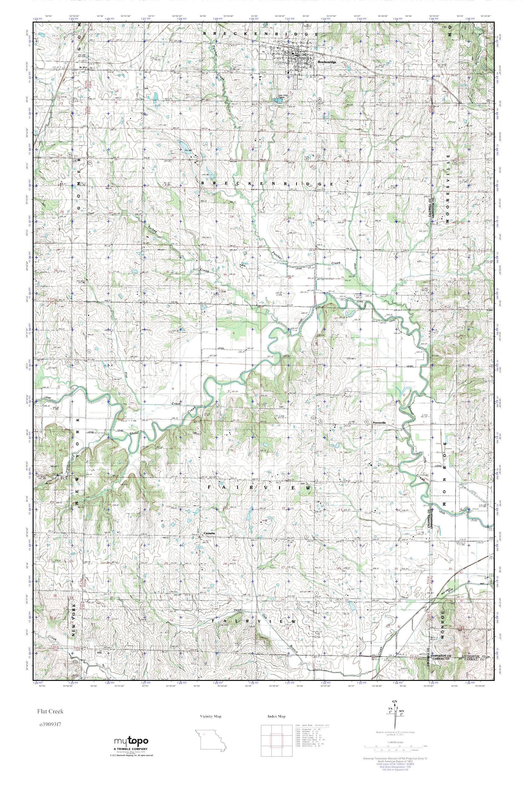 MyTopo Flat Creek, Missouri USGS Quad Topo Map