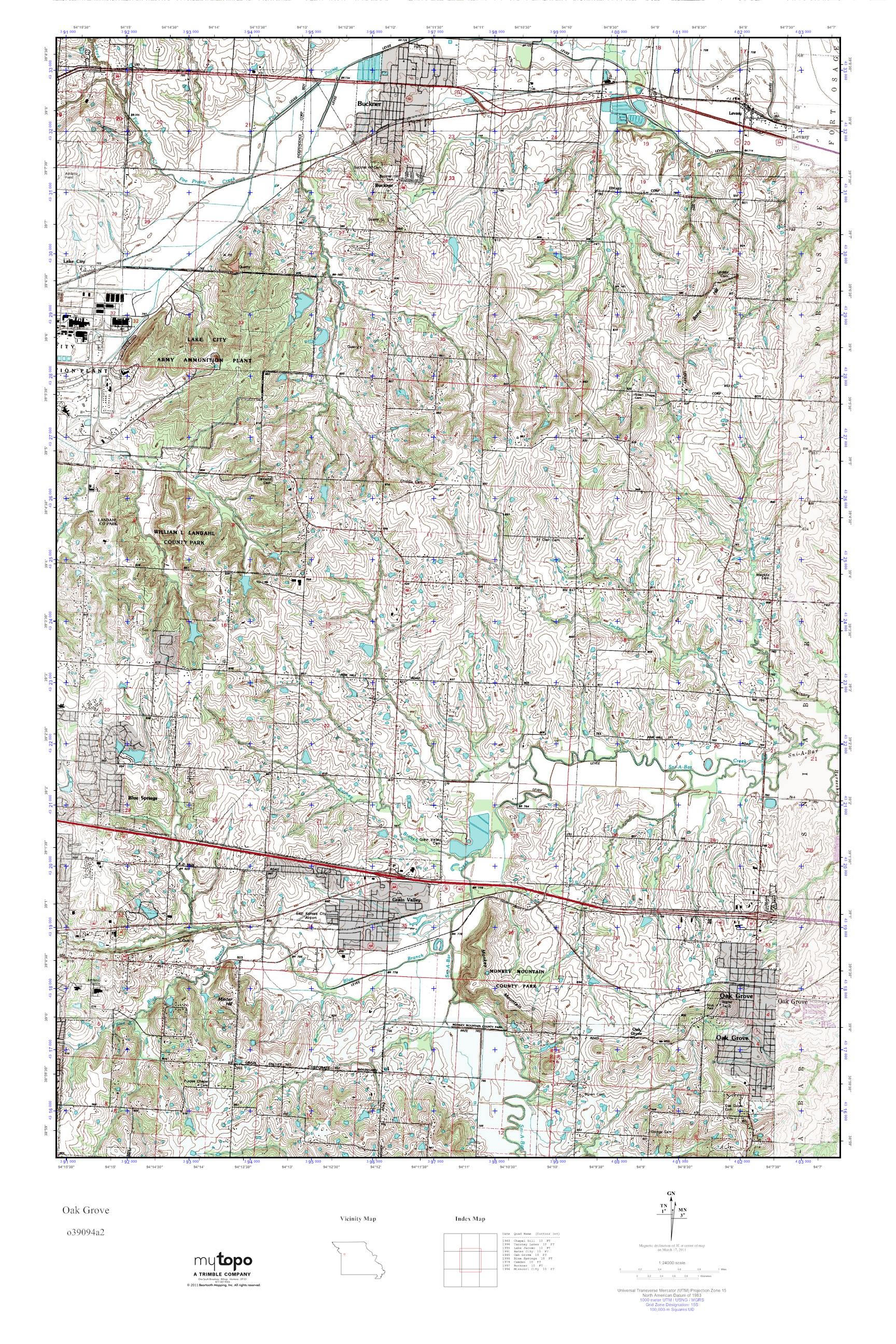 MyTopo Oak Grove, Missouri USGS Quad Topo Map