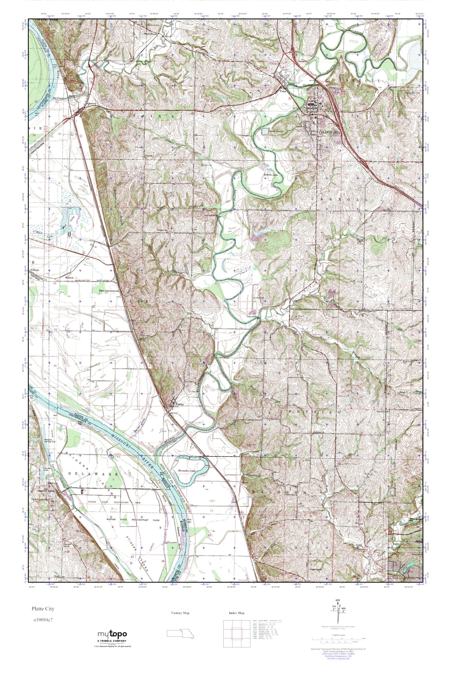 MyTopo Platte City, Missouri USGS Quad Topo Map