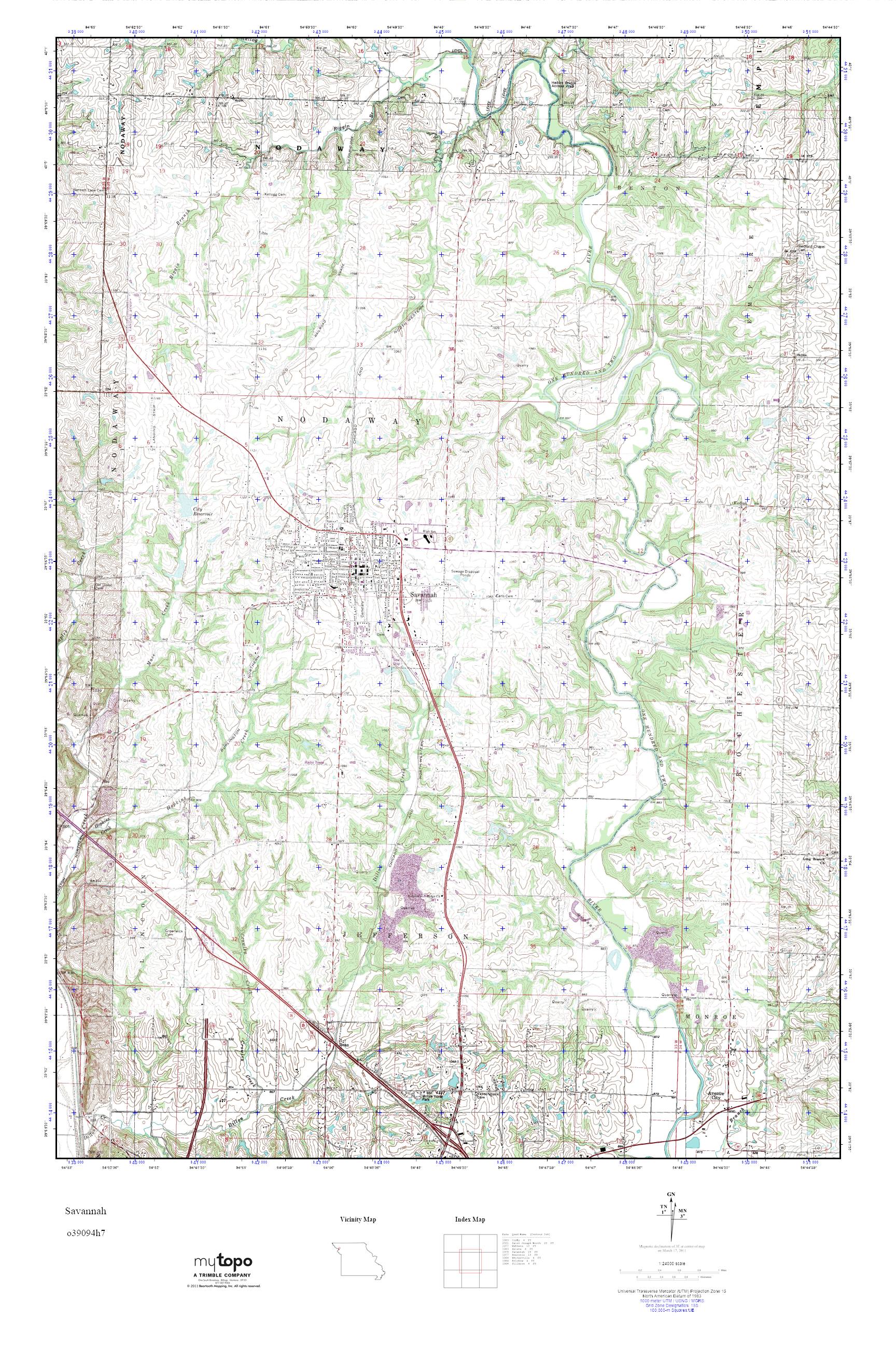 MyTopo Savannah, Missouri USGS Quad Topo Map