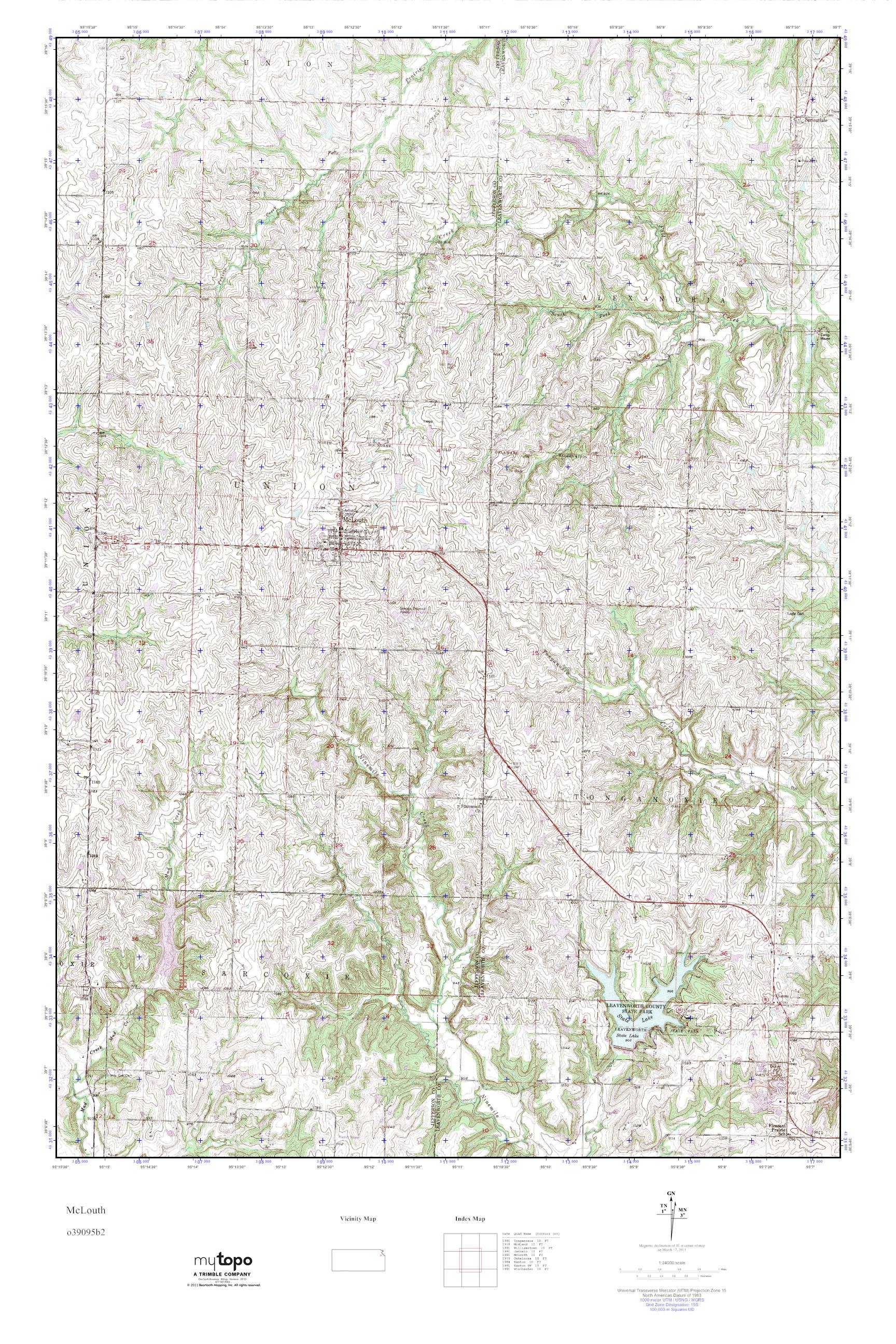 MyTopo McLouth, Kansas USGS Quad Topo Map