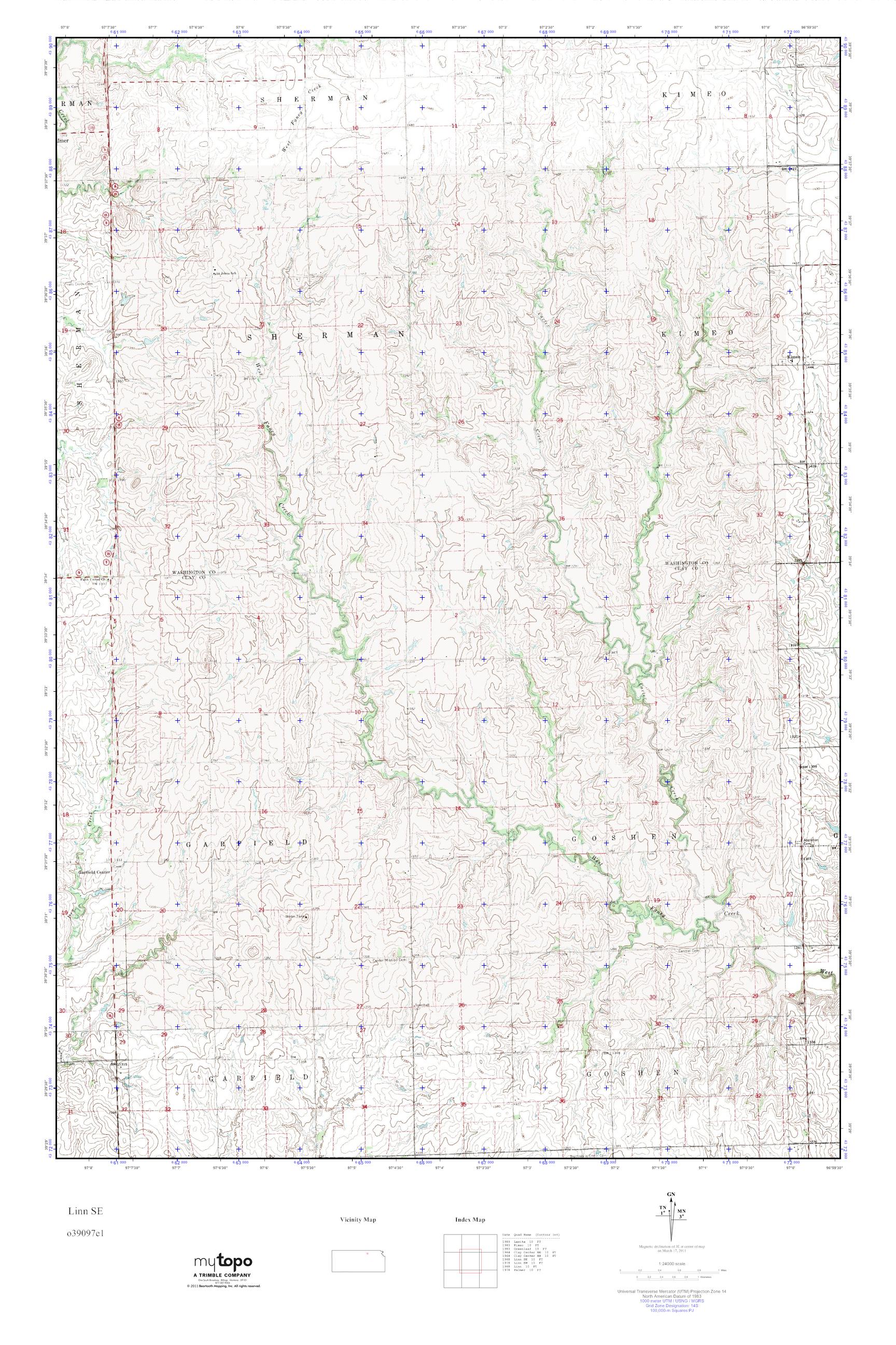 MyTopo Linn SE, Kansas USGS Quad Topo Map