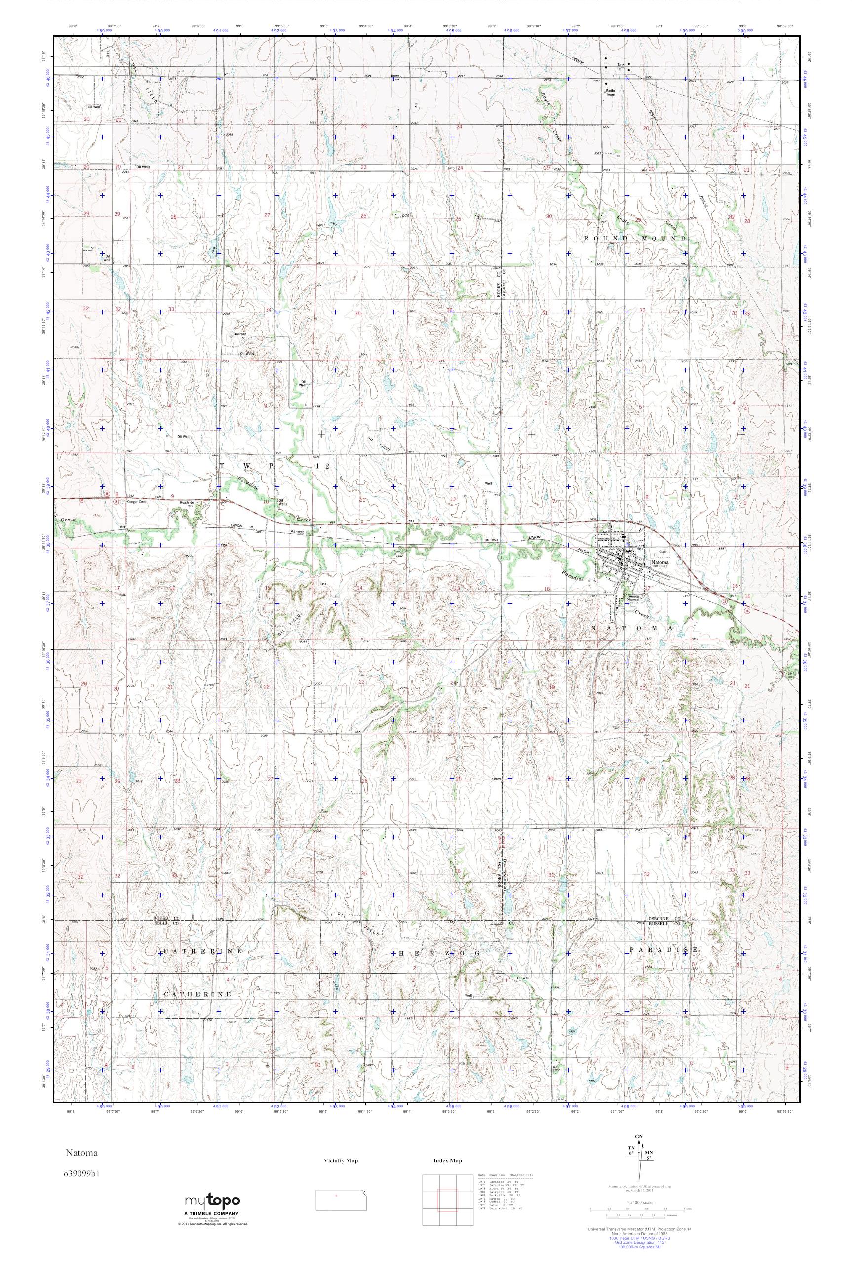 MyTopo Natoma, Kansas USGS Quad Topo Map