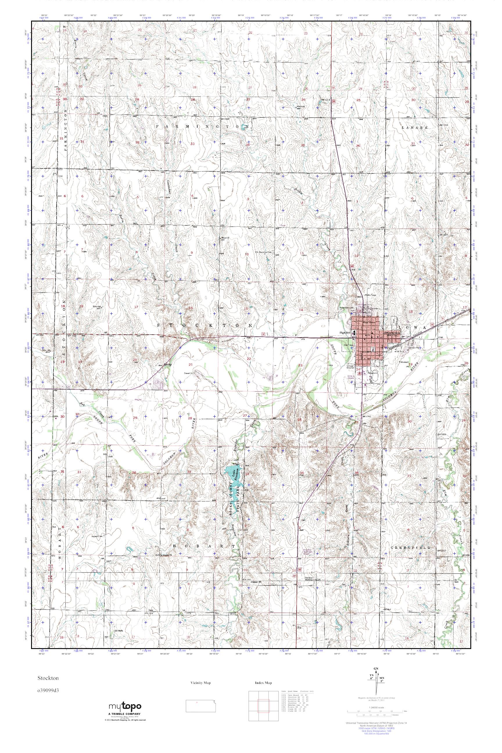 MyTopo Stockton, Kansas USGS Quad Topo Map