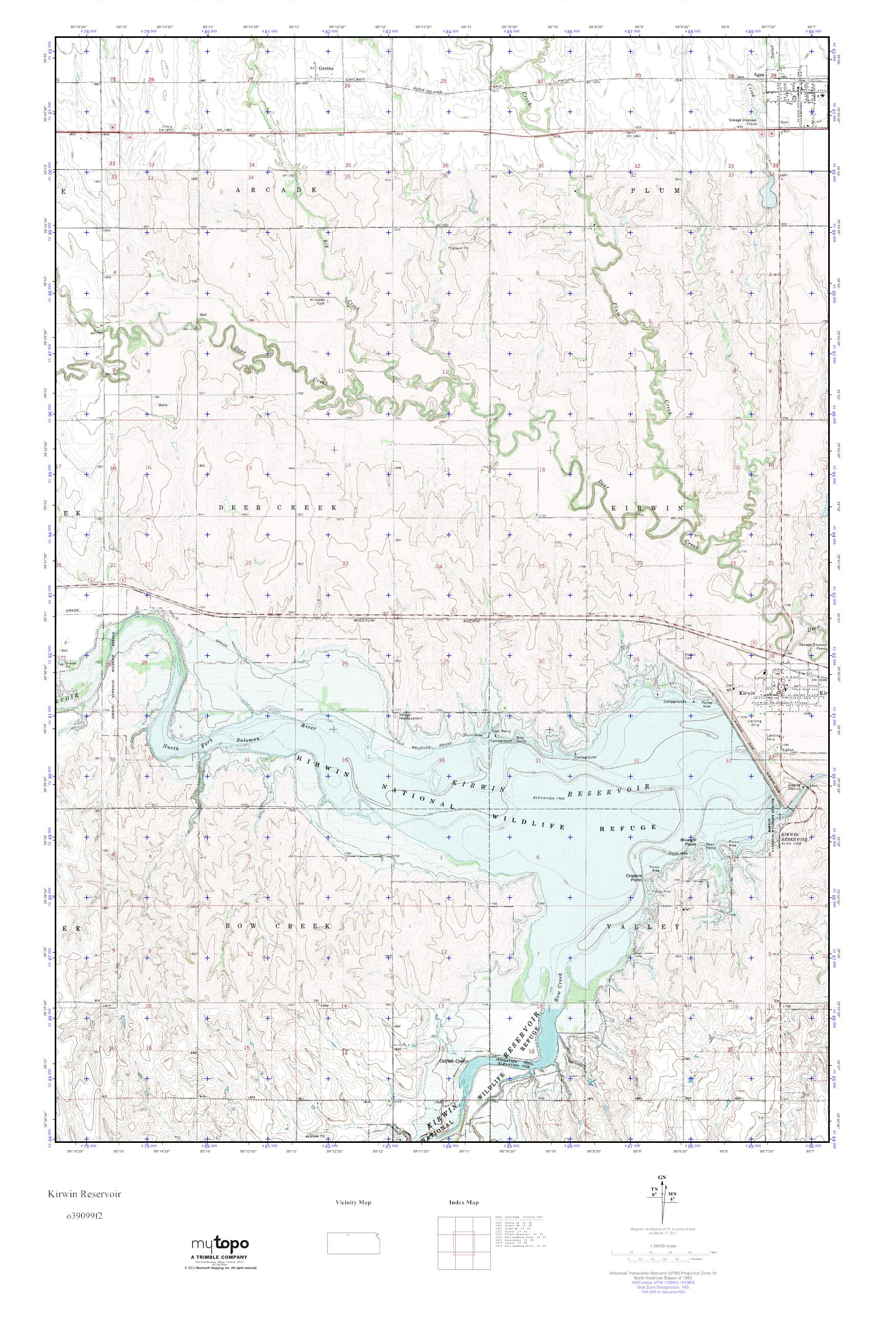 MyTopo Kirwin Reservoir, Kansas USGS Quad Topo Map