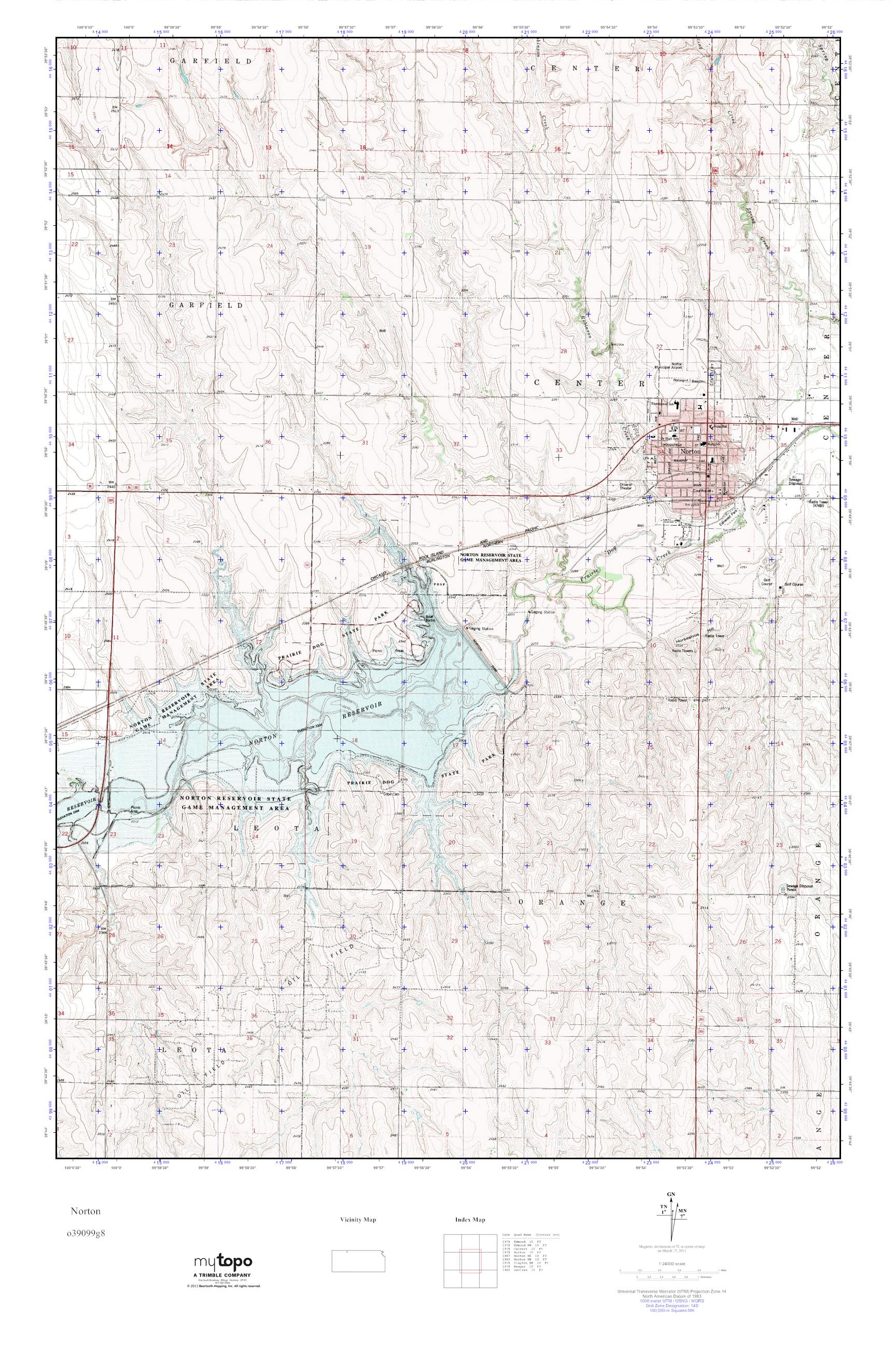 MyTopo Norton, Kansas USGS Quad Topo Map