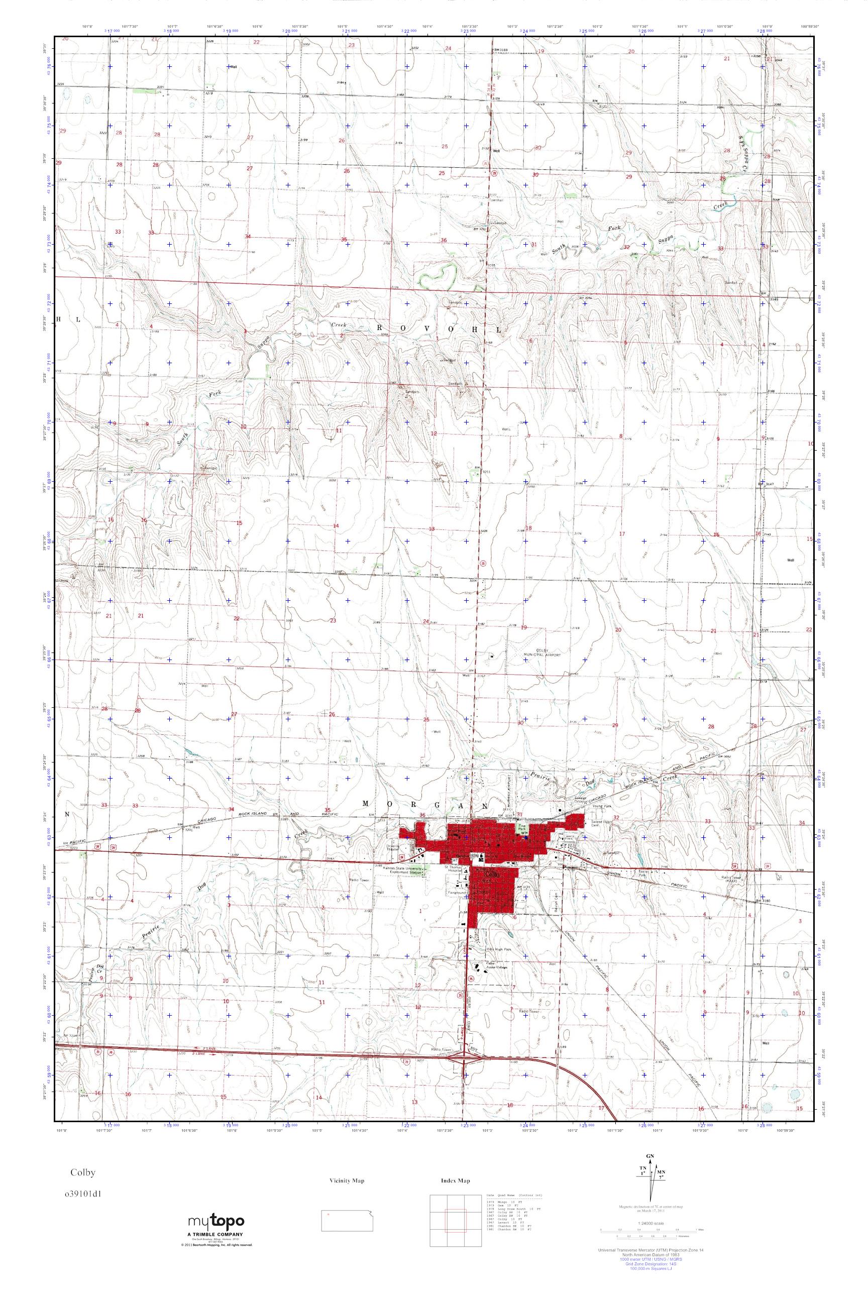 MyTopo Colby, Kansas USGS Quad Topo Map