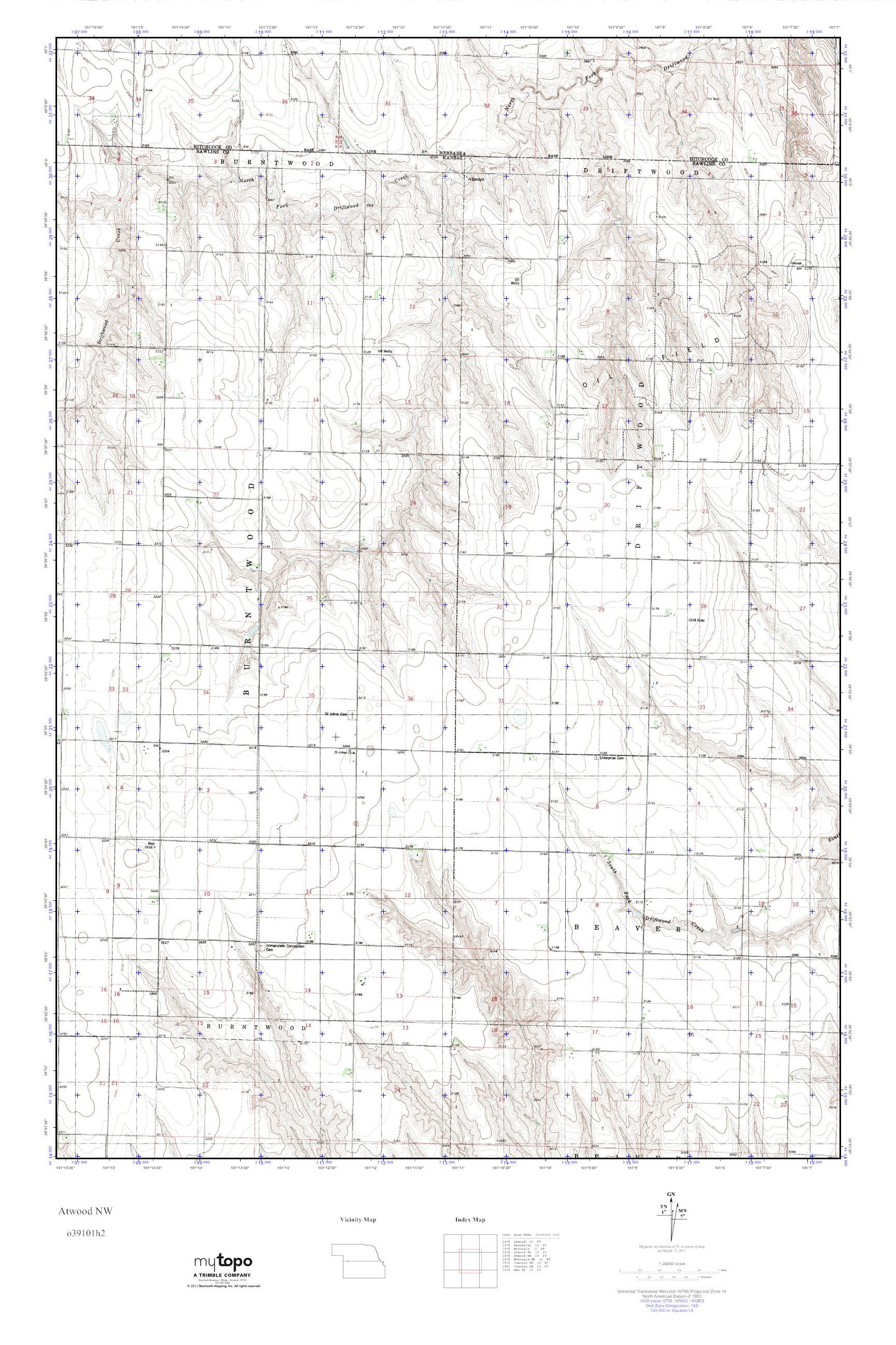MyTopo Atwood NW, Kansas USGS Quad Topo Map