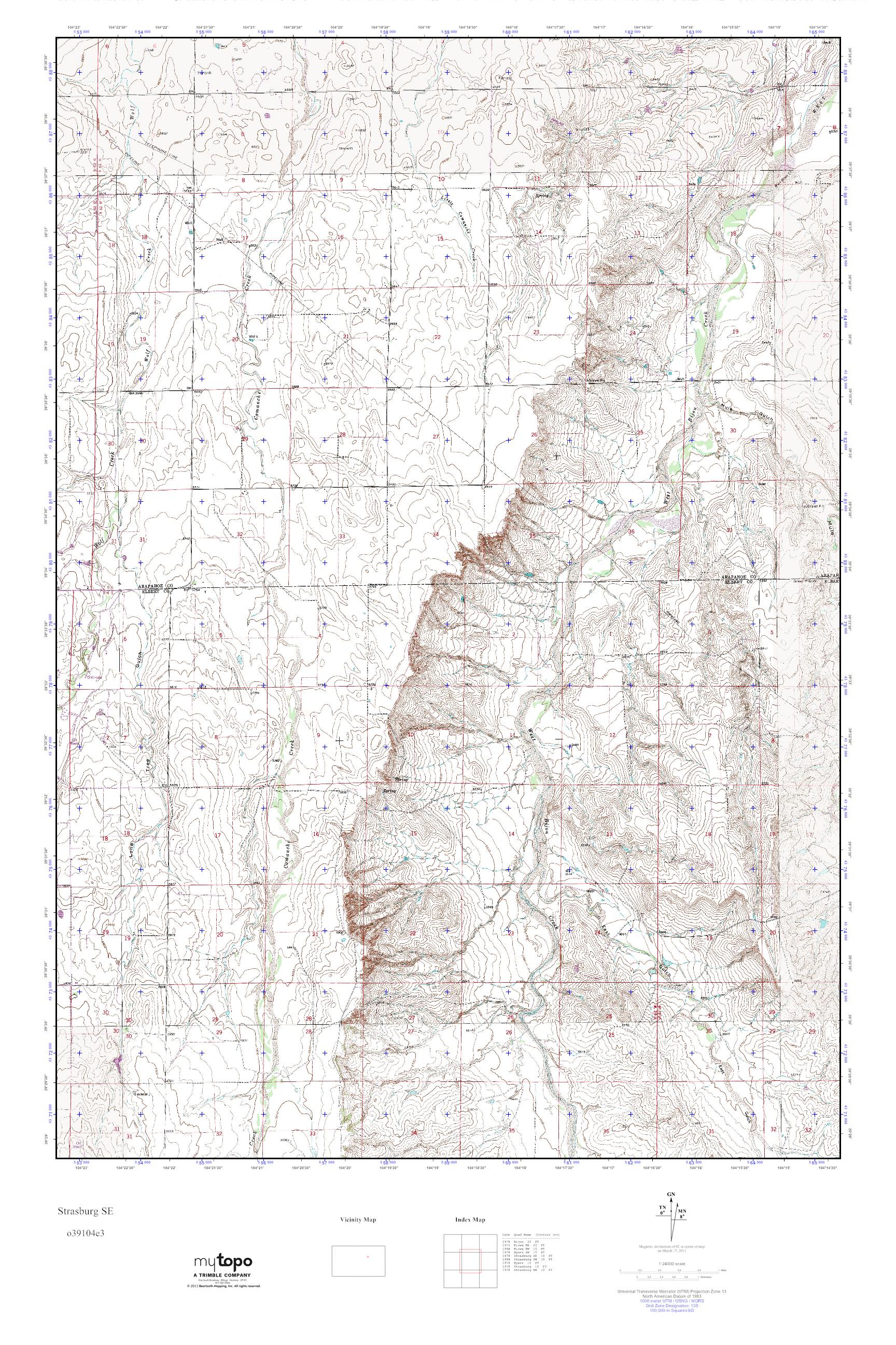 MyTopo Strasburg SE, Colorado USGS Quad Topo Map