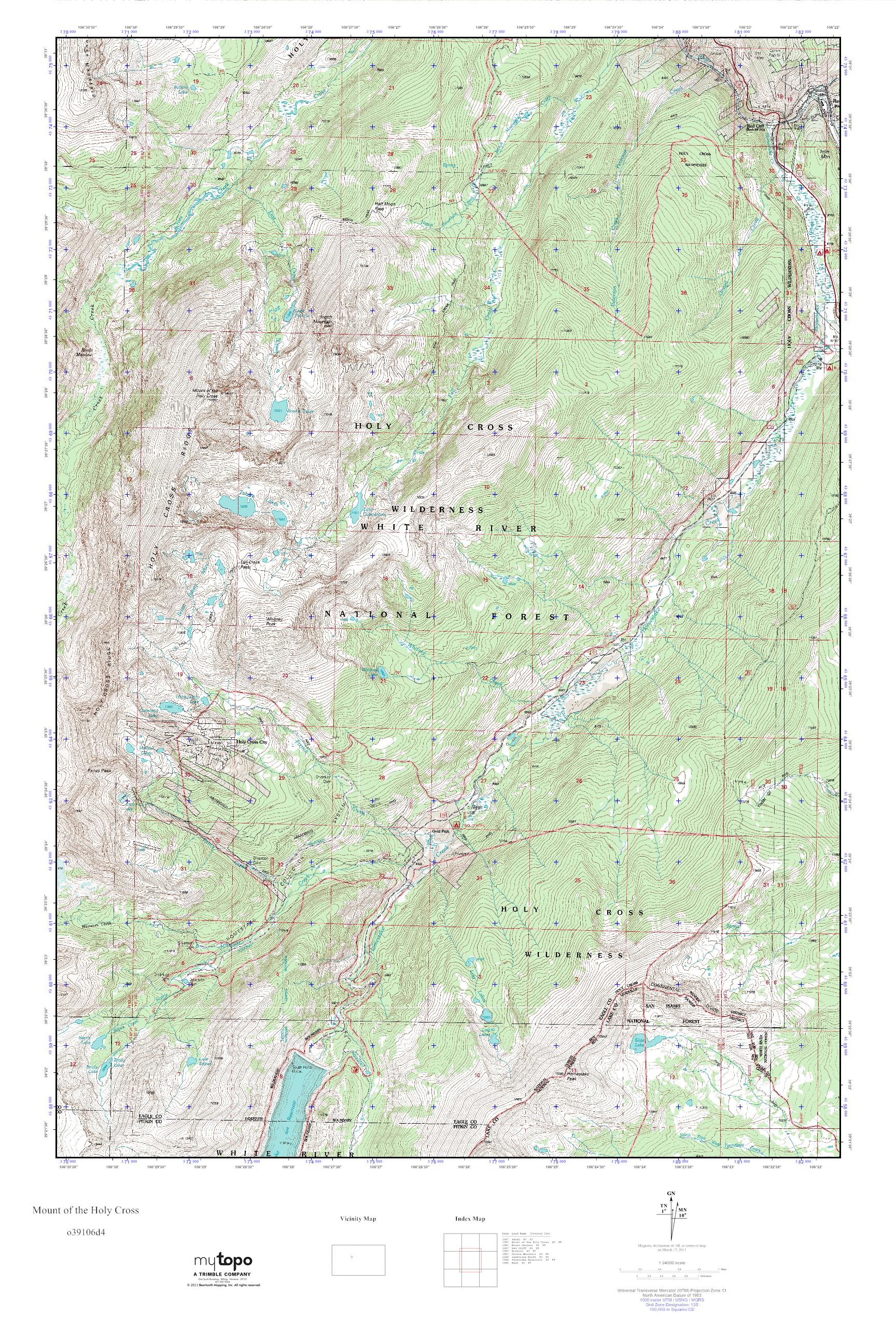 MyTopo Mount of the Holy Cross, Colorado USGS Quad Topo Map