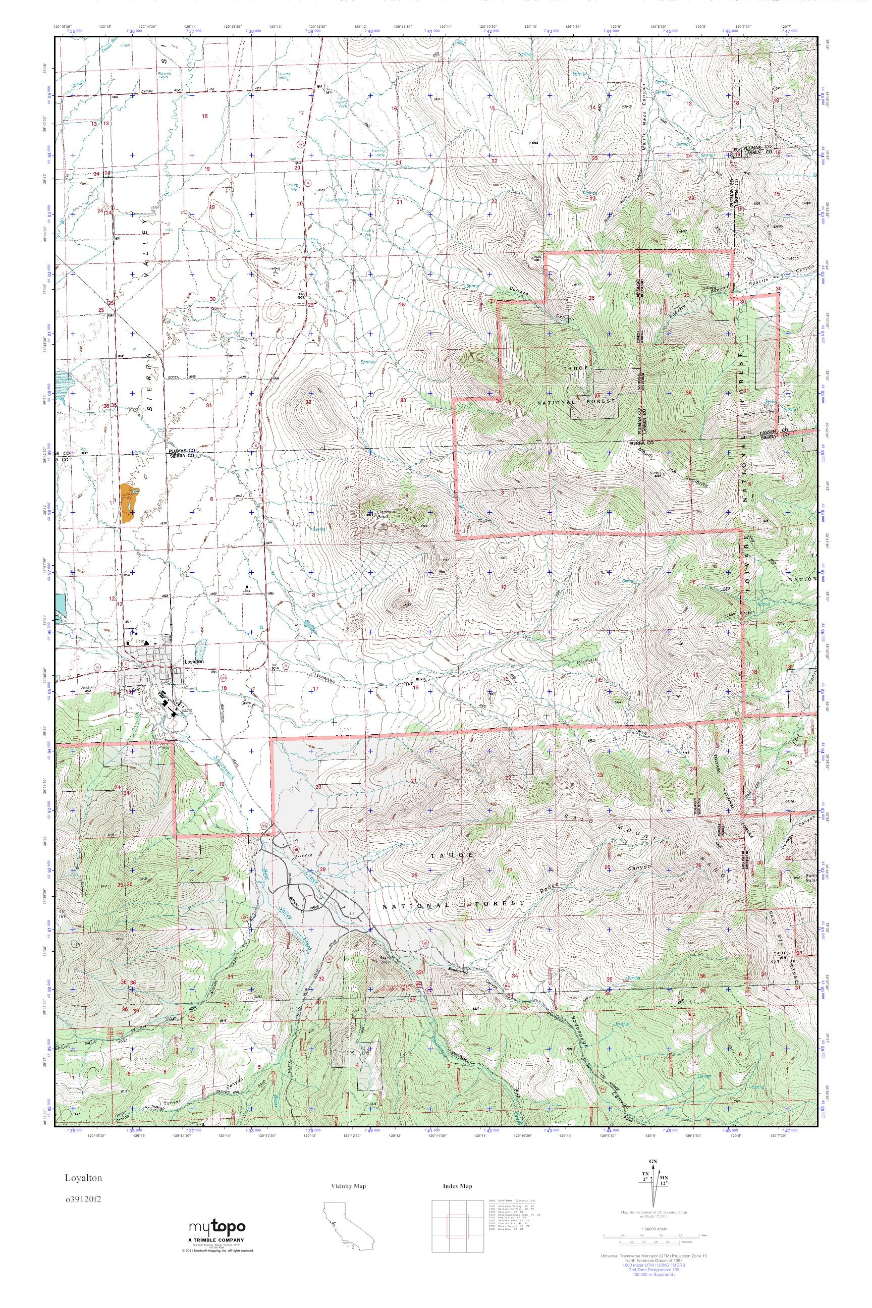 MyTopo Loyalton, California USGS Quad Topo Map