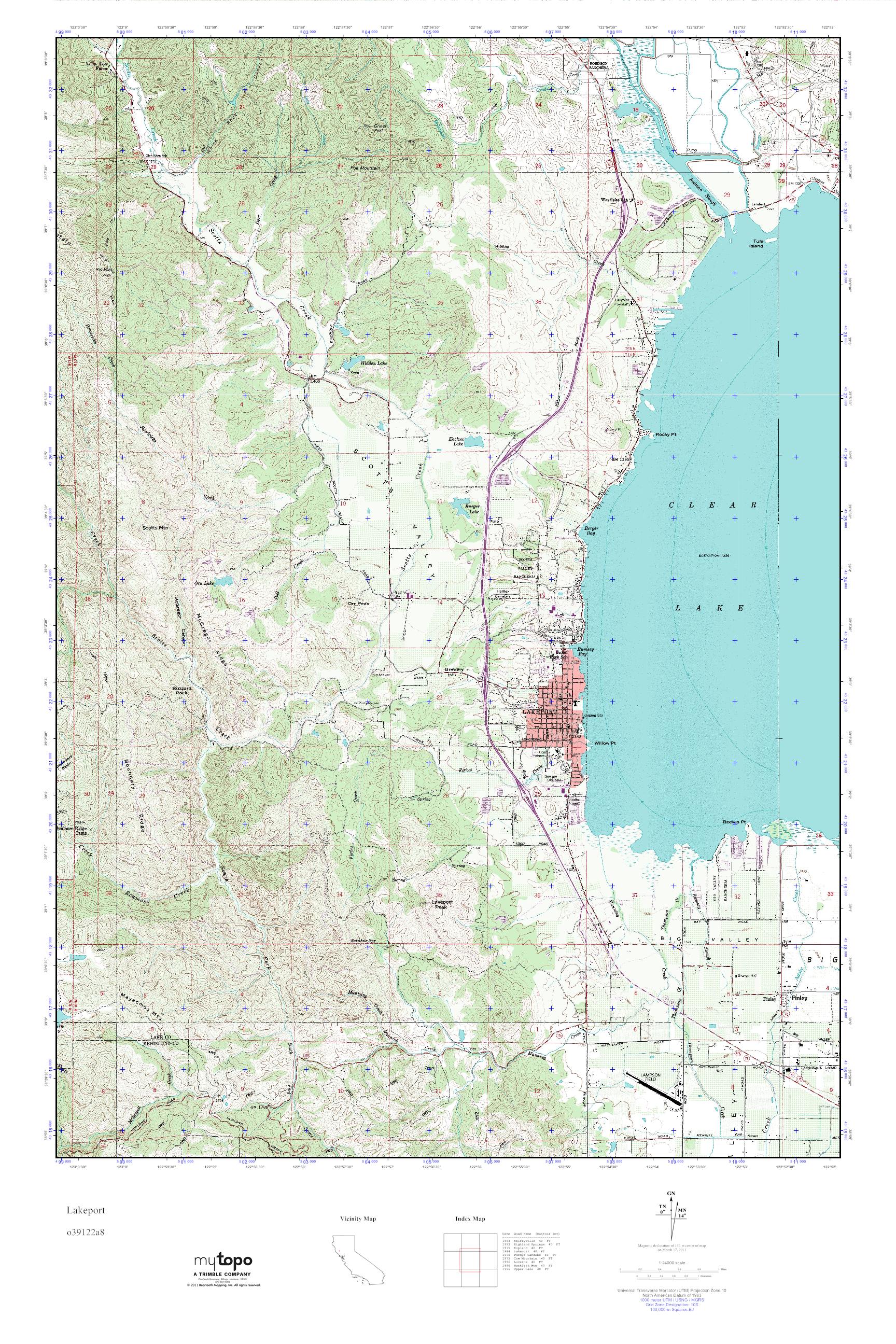 MyTopo Lakeport, California USGS Quad Topo Map