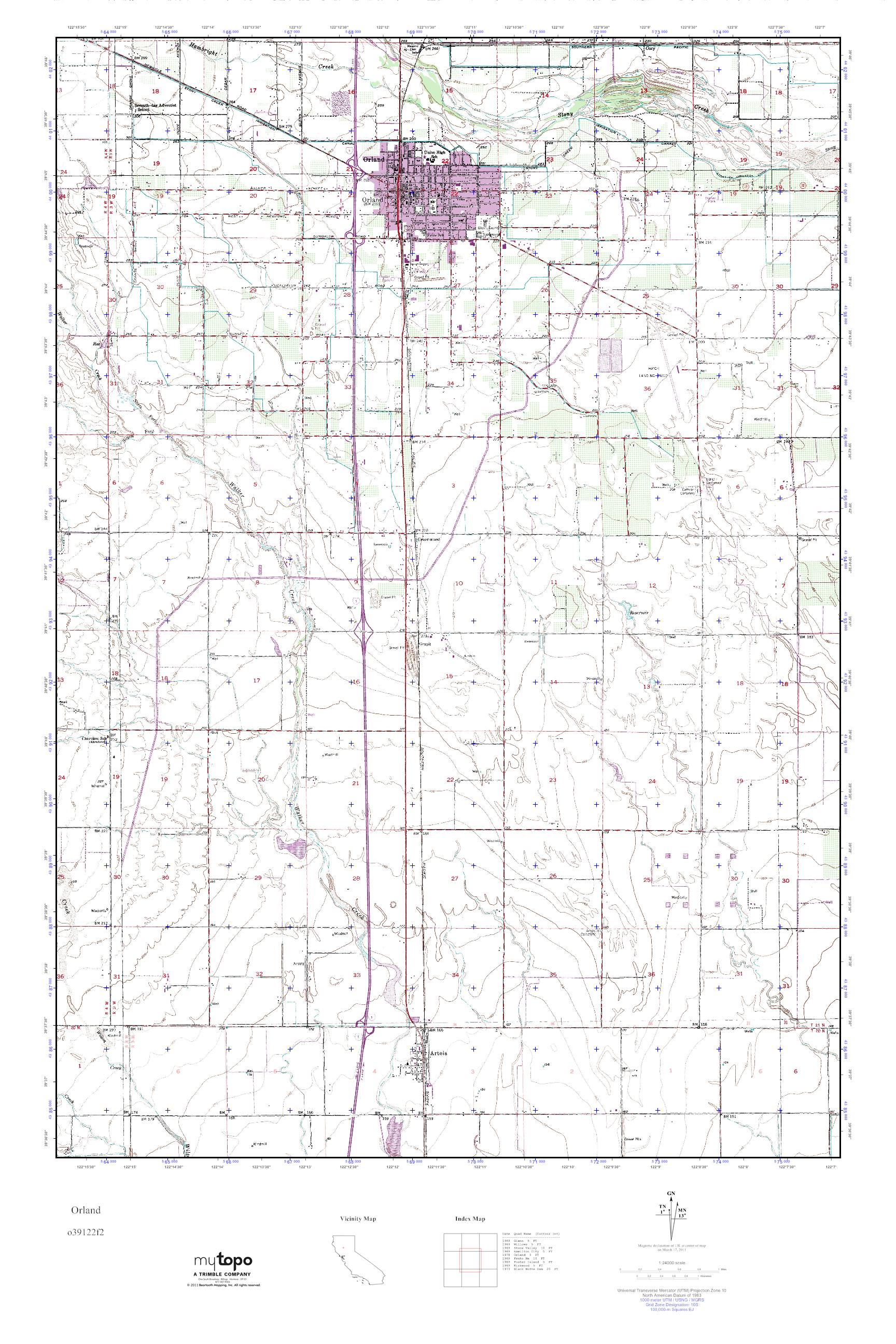 MyTopo Orland, California USGS Quad Topo Map