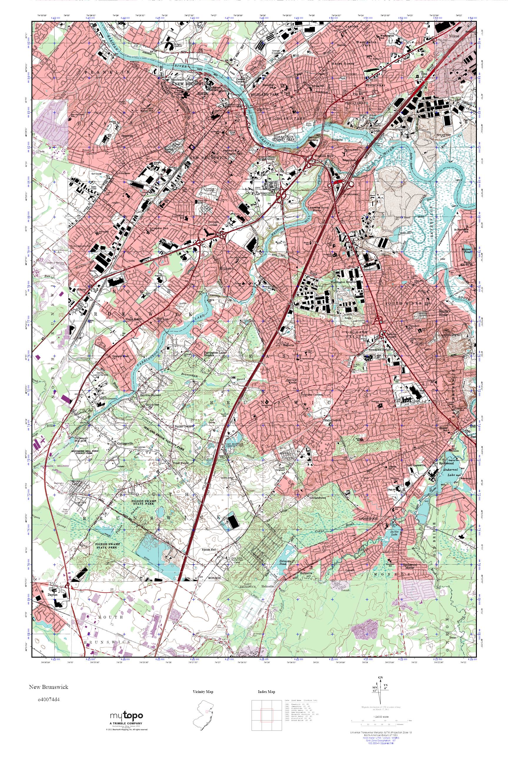 MyTopo New Brunswick, New Jersey USGS Quad Topo Map