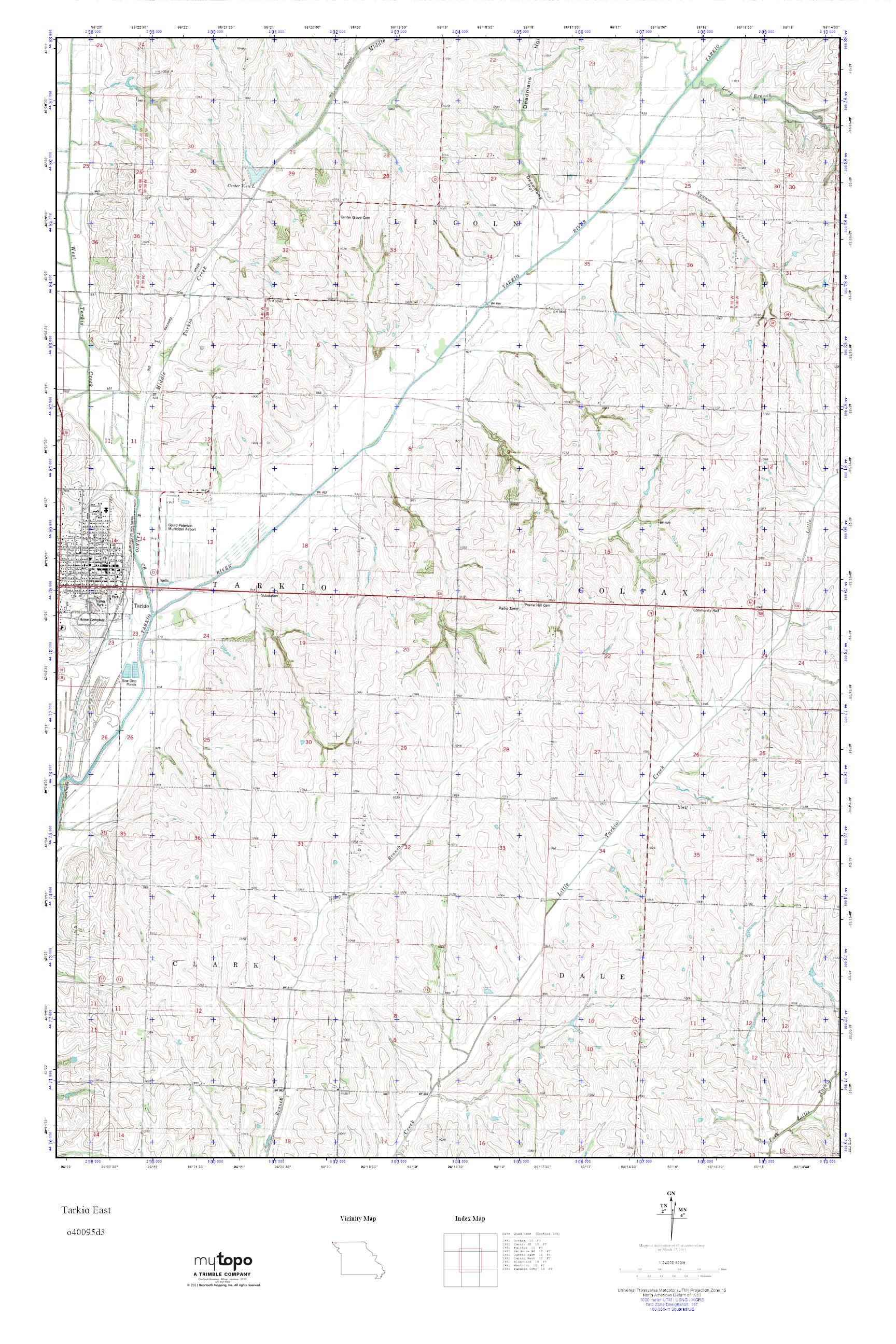MyTopo Tarkio East, Missouri USGS Quad Topo Map