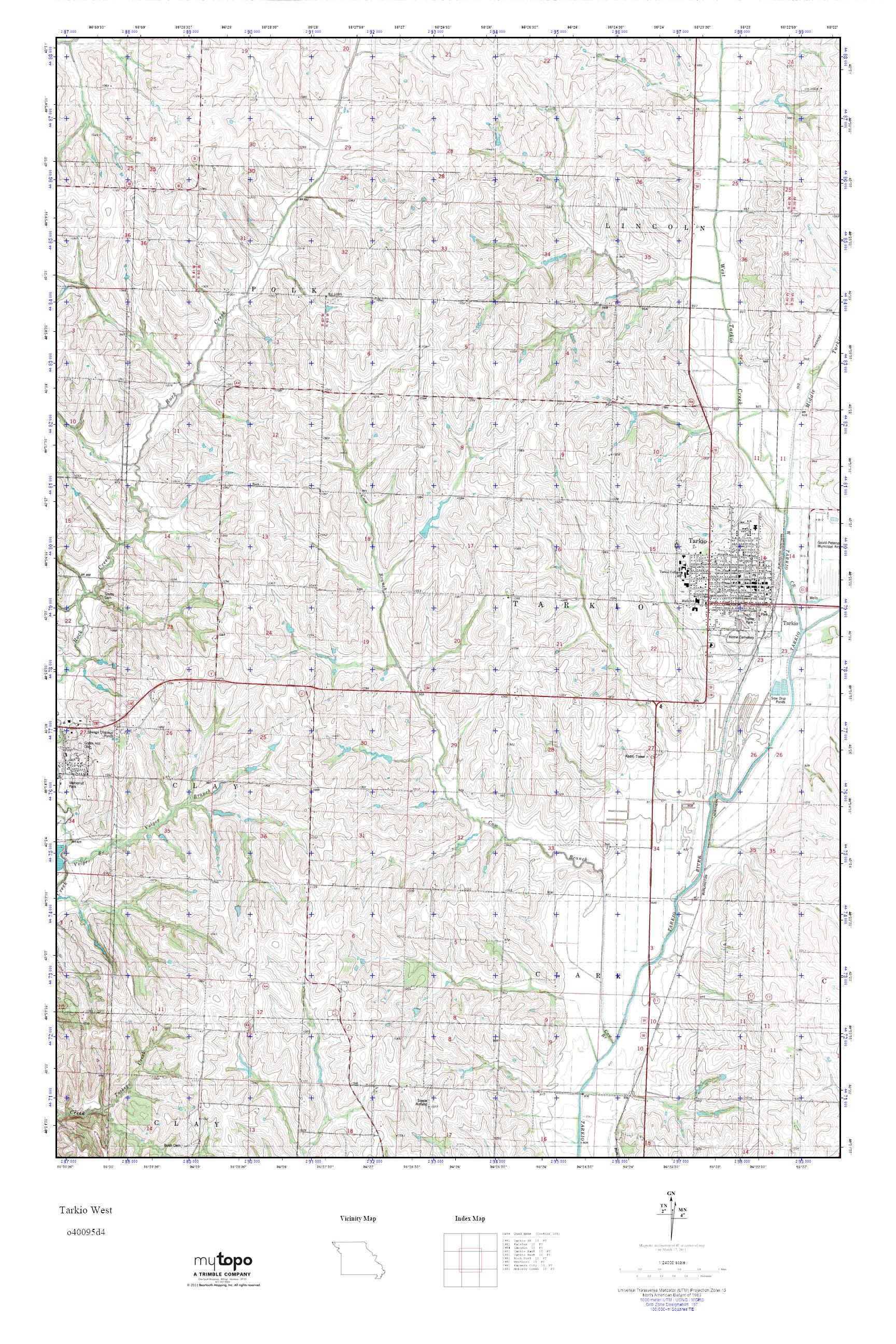 MyTopo Tarkio West, Missouri USGS Quad Topo Map