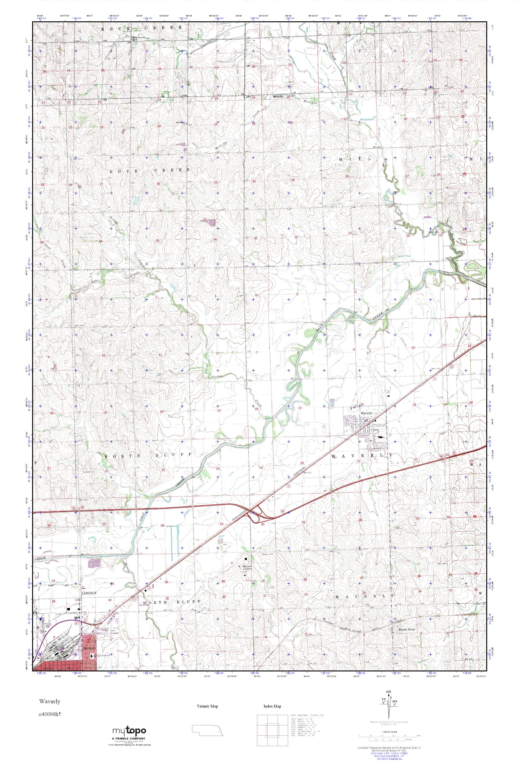 MyTopo Waverly, Nebraska USGS Quad Topo Map
