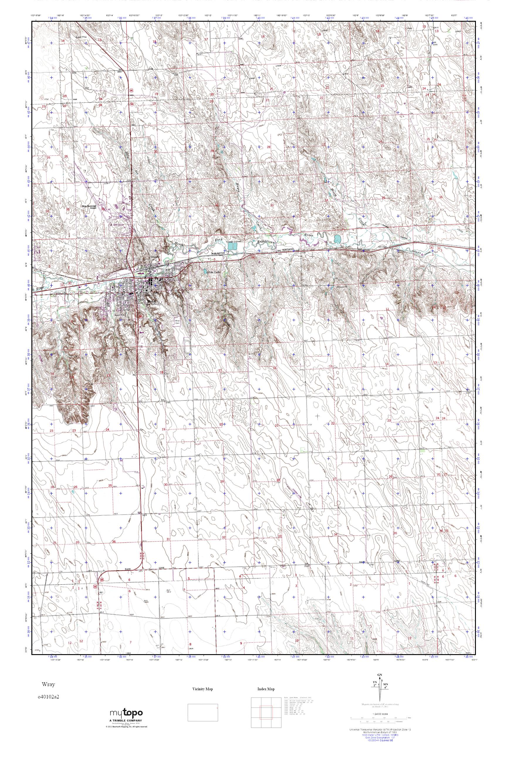 MyTopo Wray, Colorado USGS Quad Topo Map
