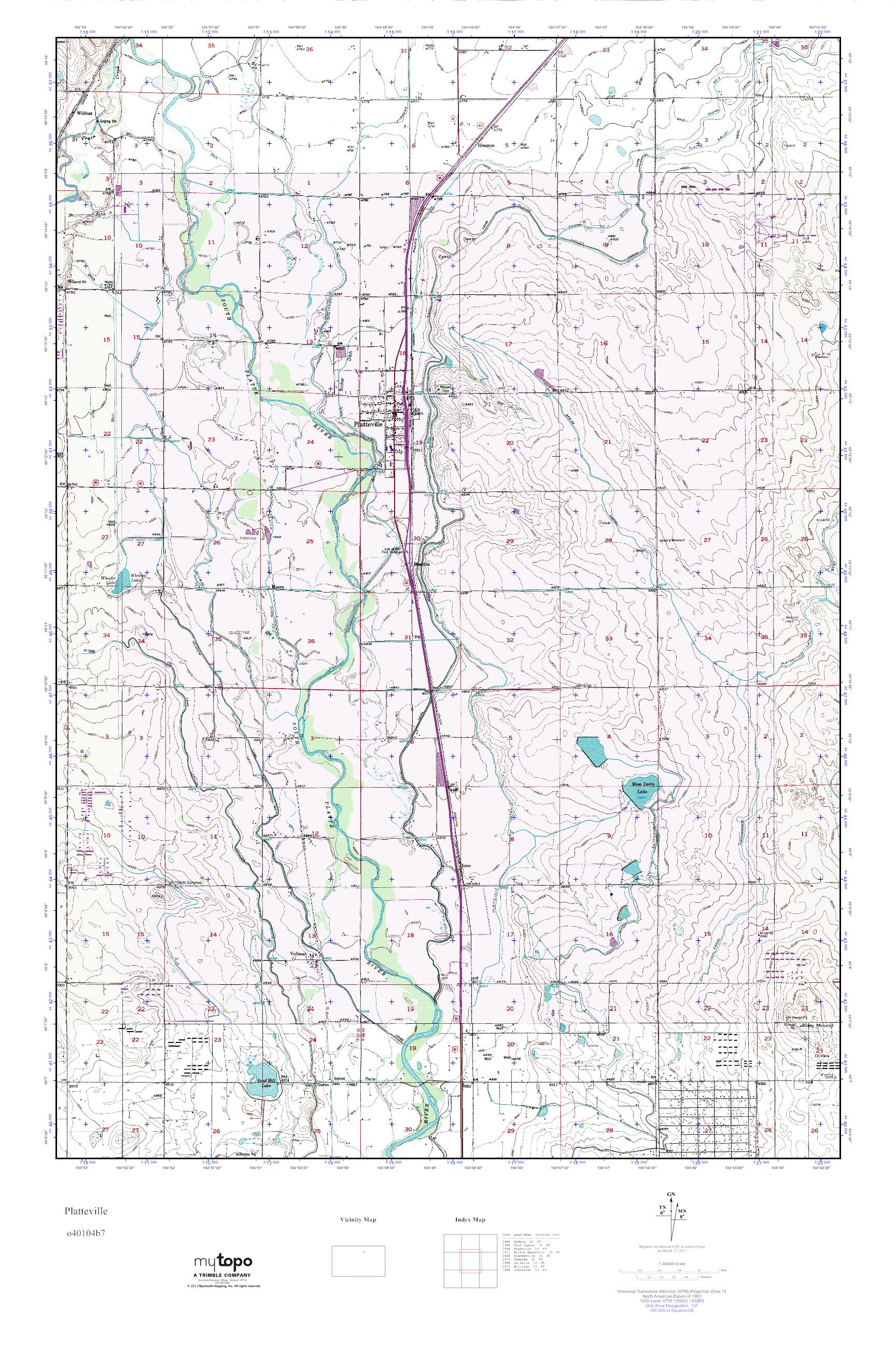 MyTopo Platteville, Colorado USGS Quad Topo Map
