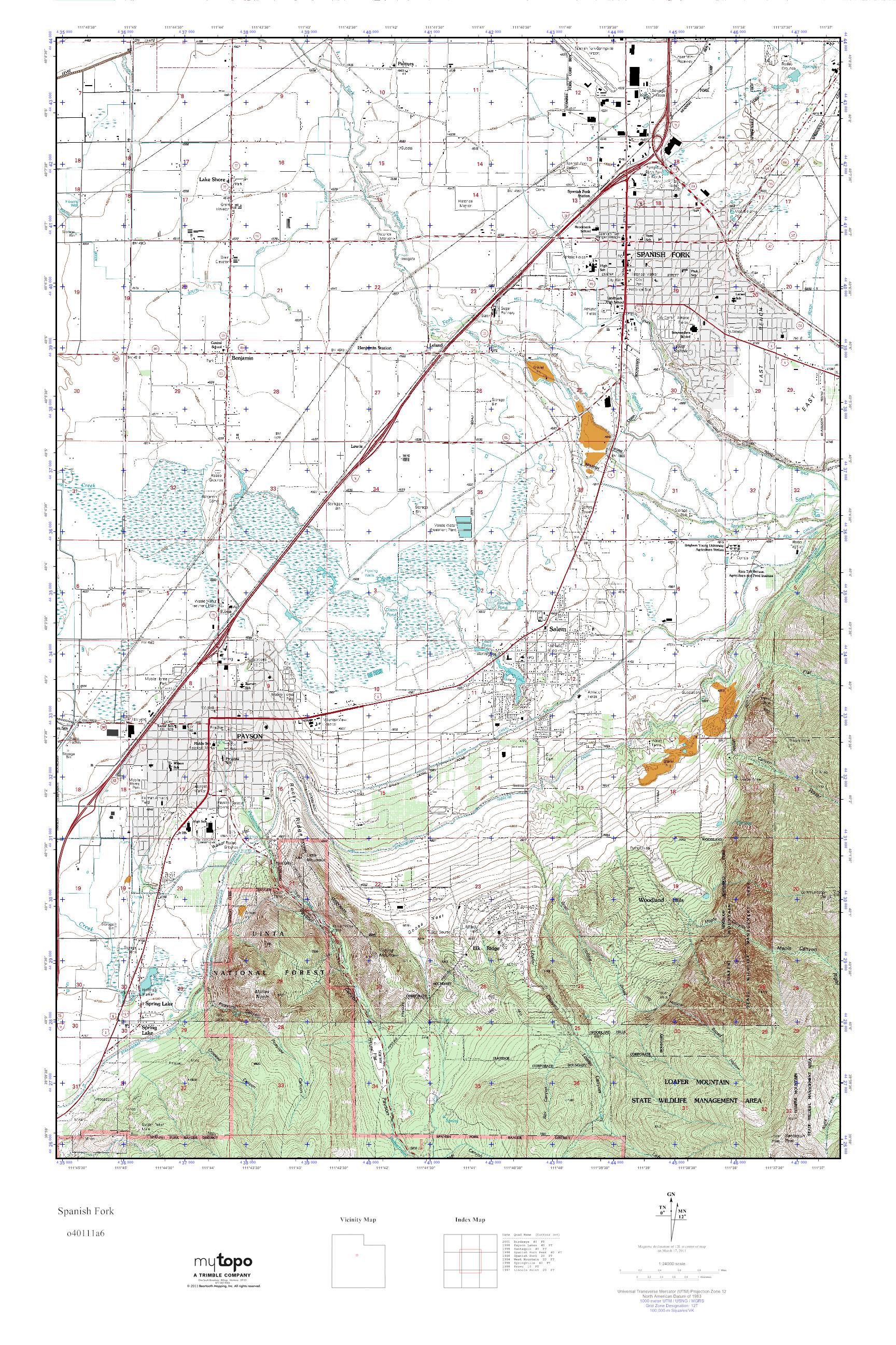MyTopo Spanish Fork, Utah USGS Quad Topo Map