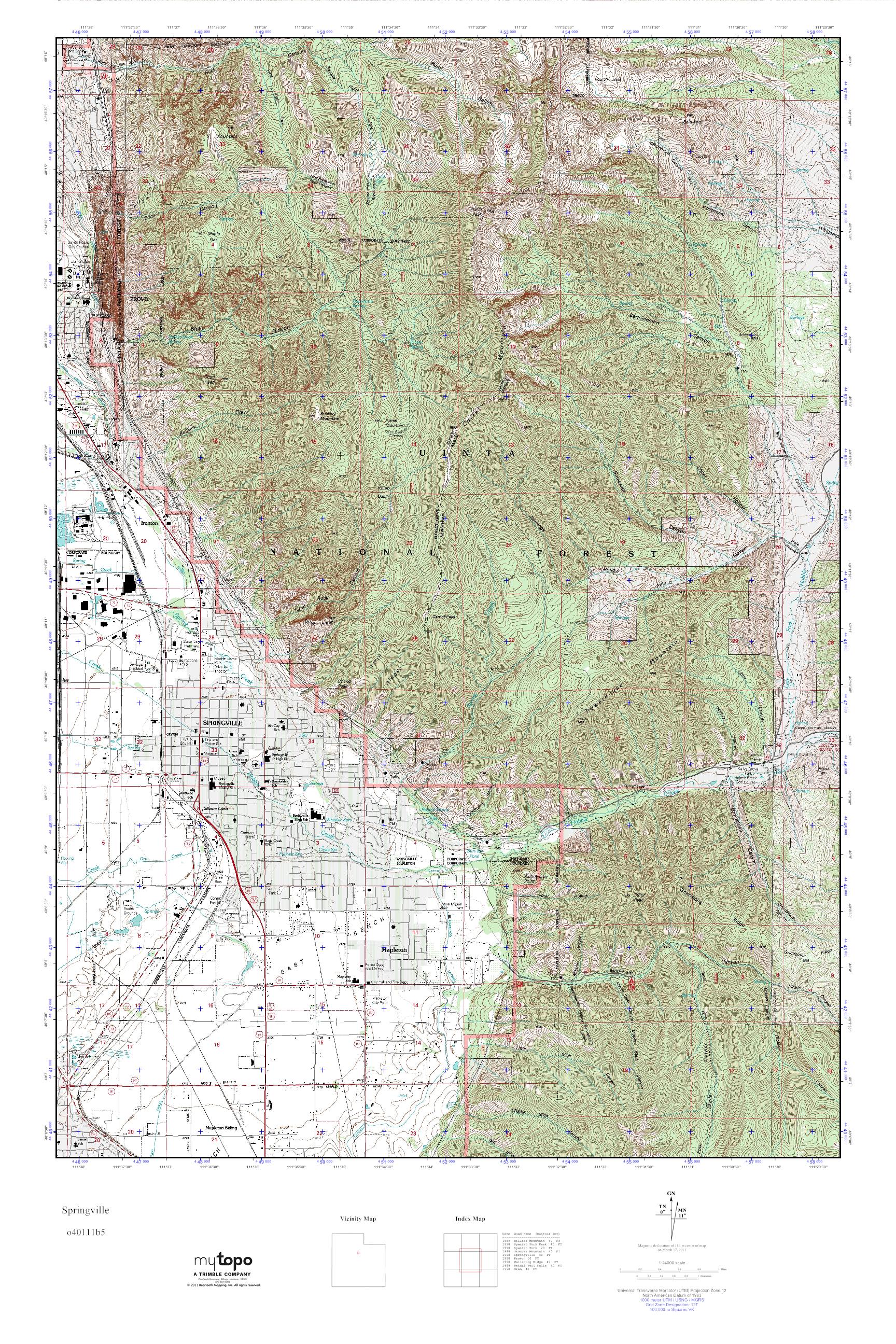 MyTopo Springville, Utah USGS Quad Topo Map