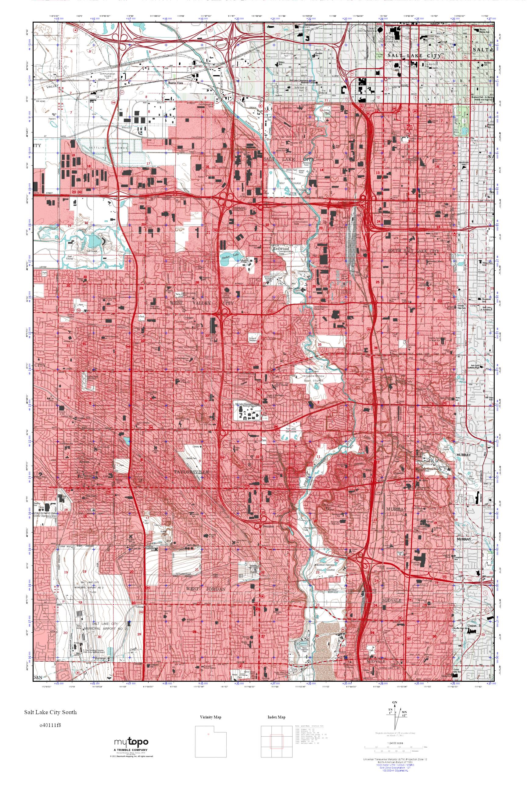 MyTopo Salt Lake City South, Utah USGS Quad Topo Map