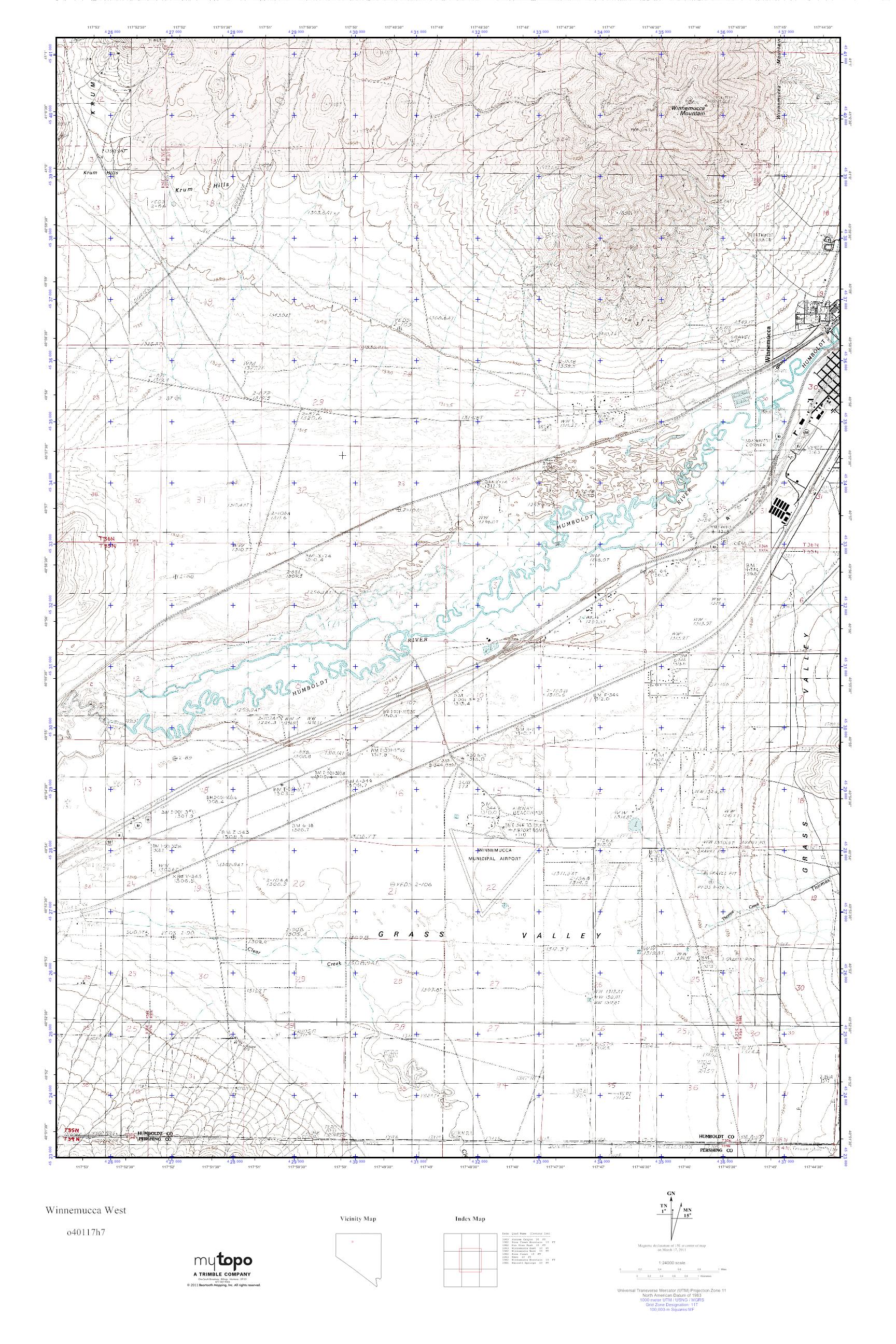 MyTopo Winnemucca West, Nevada USGS Quad Topo Map