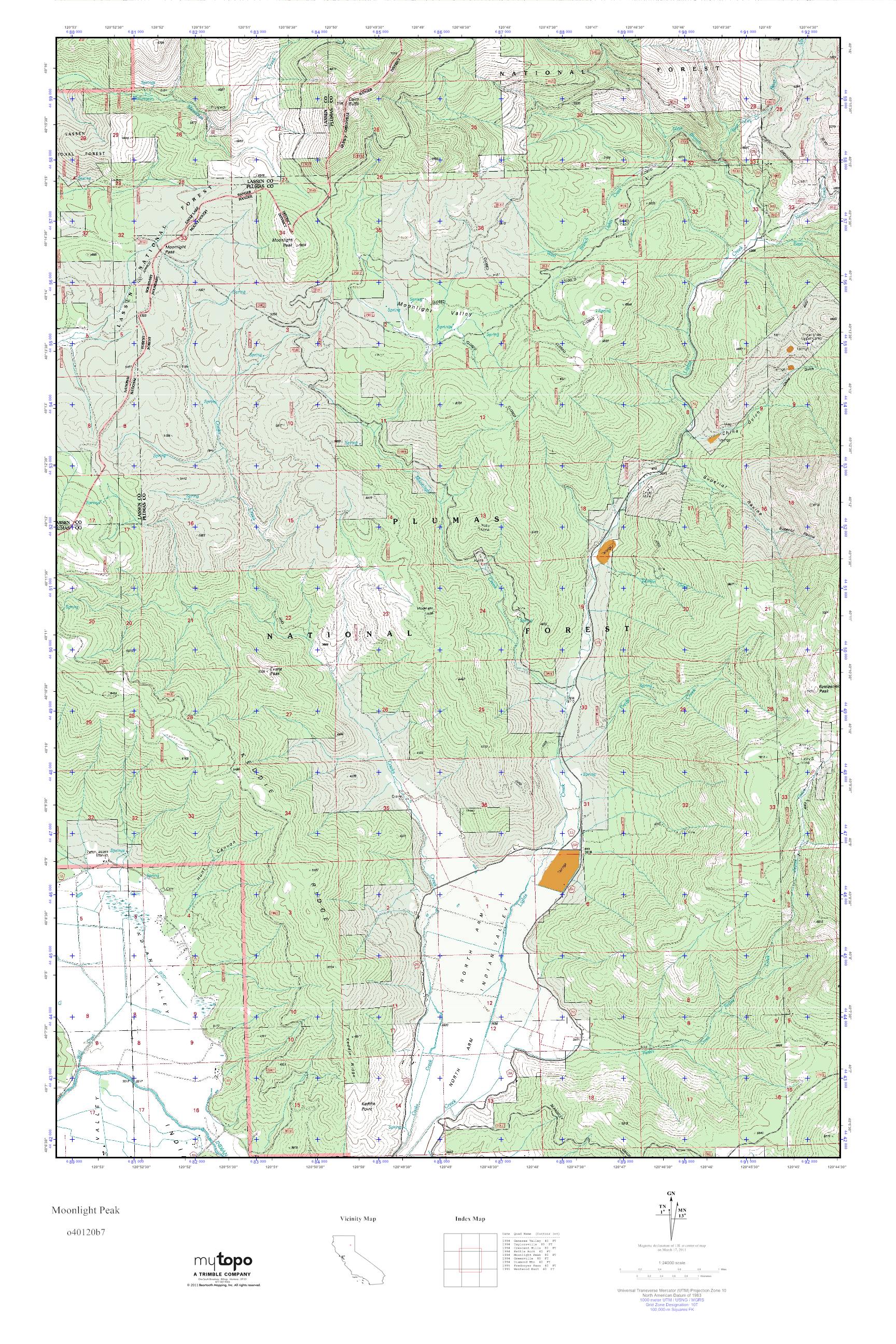 MyTopo Moonlight Peak, California USGS Quad Topo Map