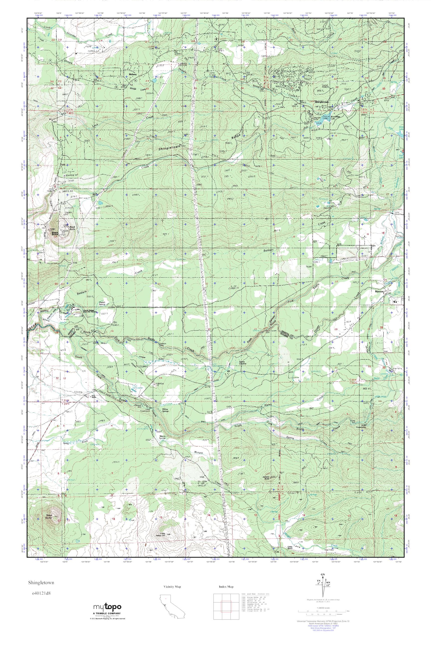 MyTopo Shingletown, California USGS Quad Topo Map