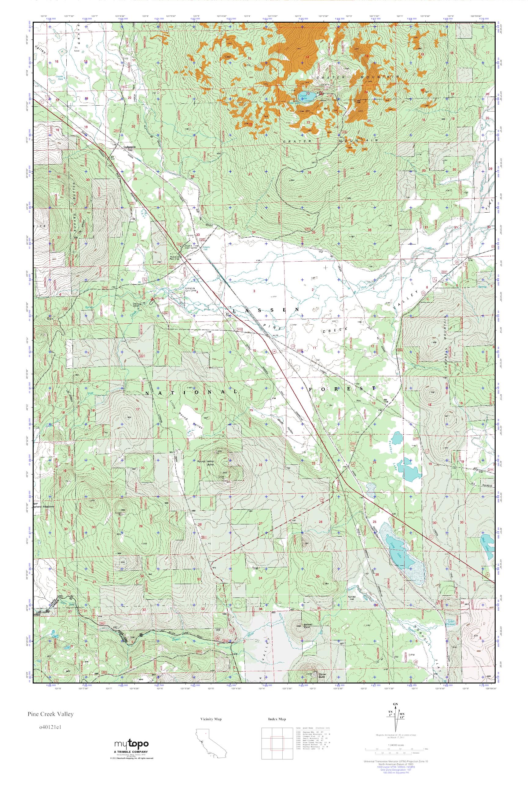 MyTopo Pine Creek Valley, California USGS Quad Topo Map
