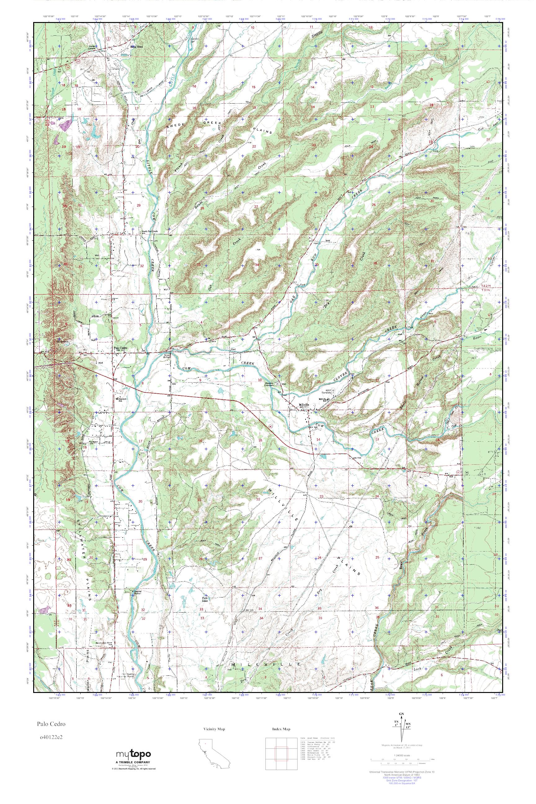 MyTopo Palo Cedro, California USGS Quad Topo Map
