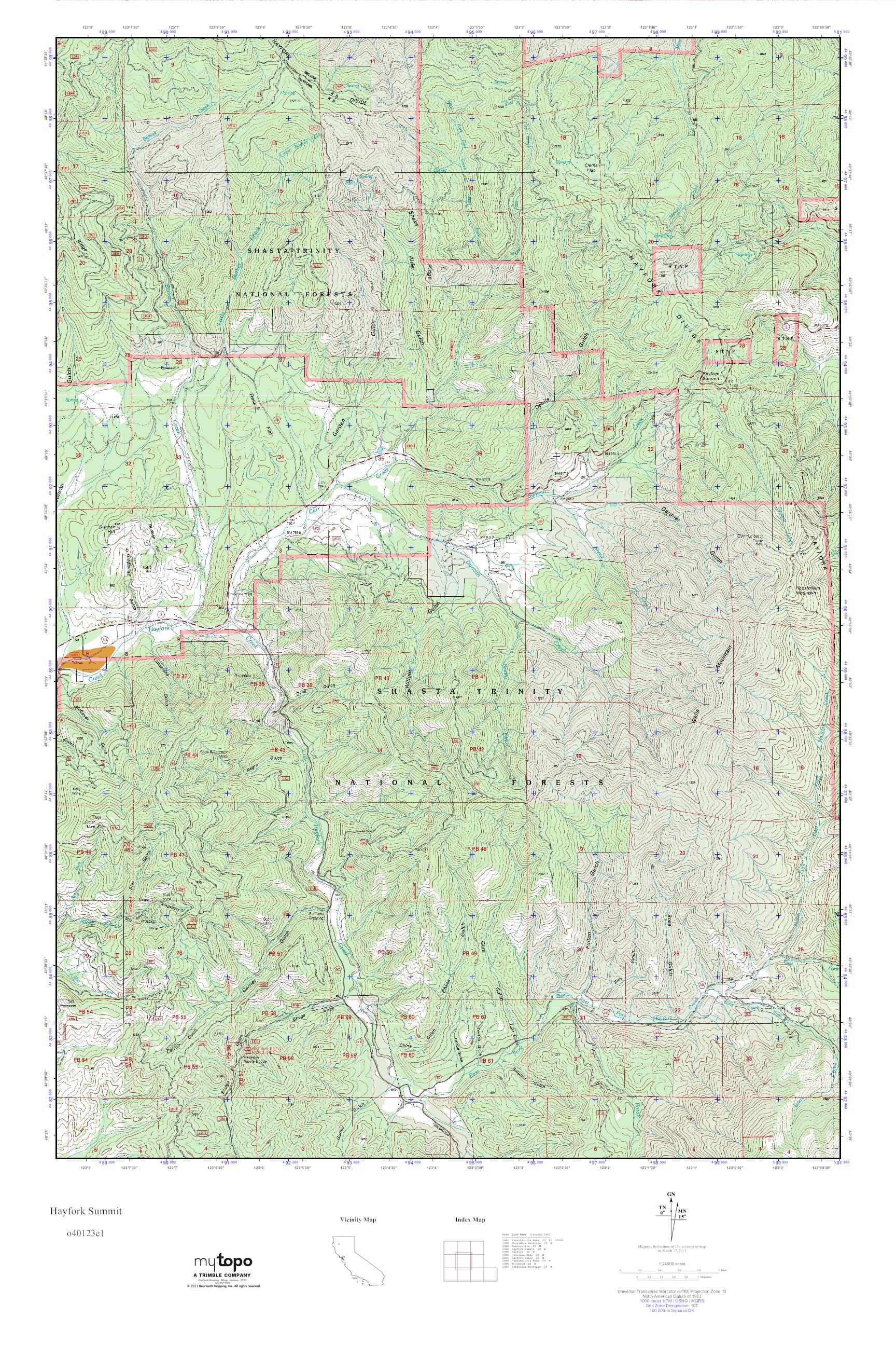 MyTopo Hayfork Summit, California USGS Quad Topo Map
