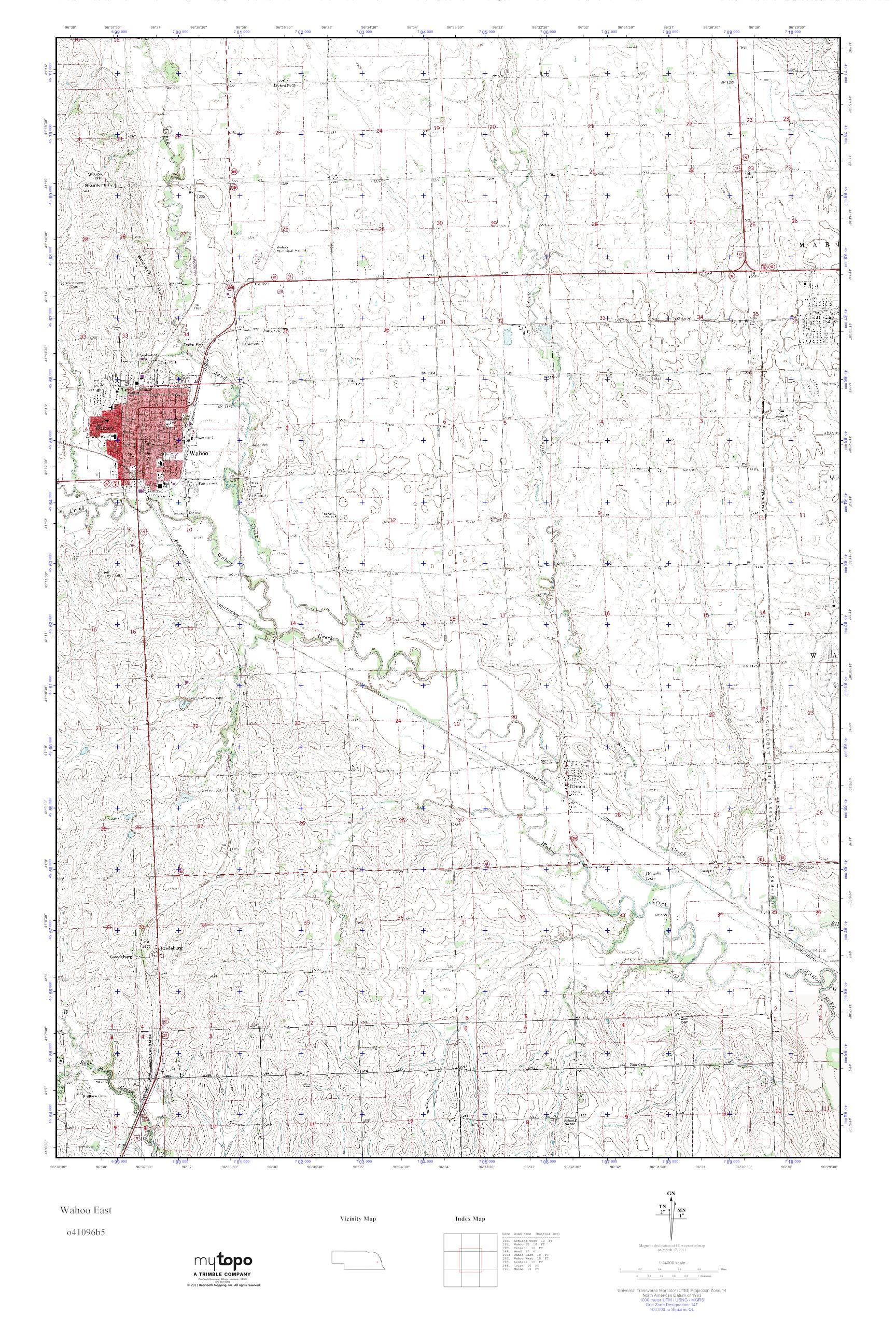 MyTopo Wahoo East, Nebraska USGS Quad Topo Map