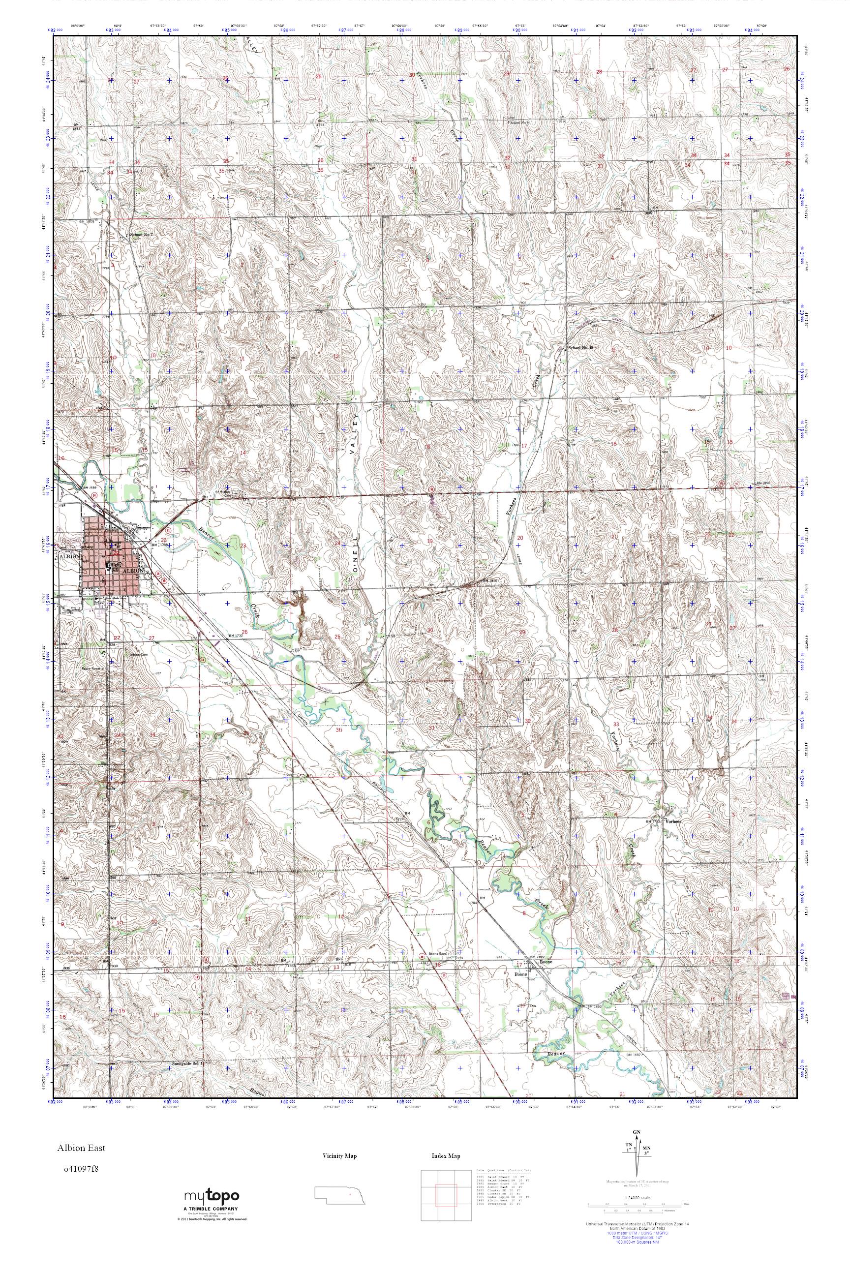 MyTopo Albion East, Nebraska USGS Quad Topo Map