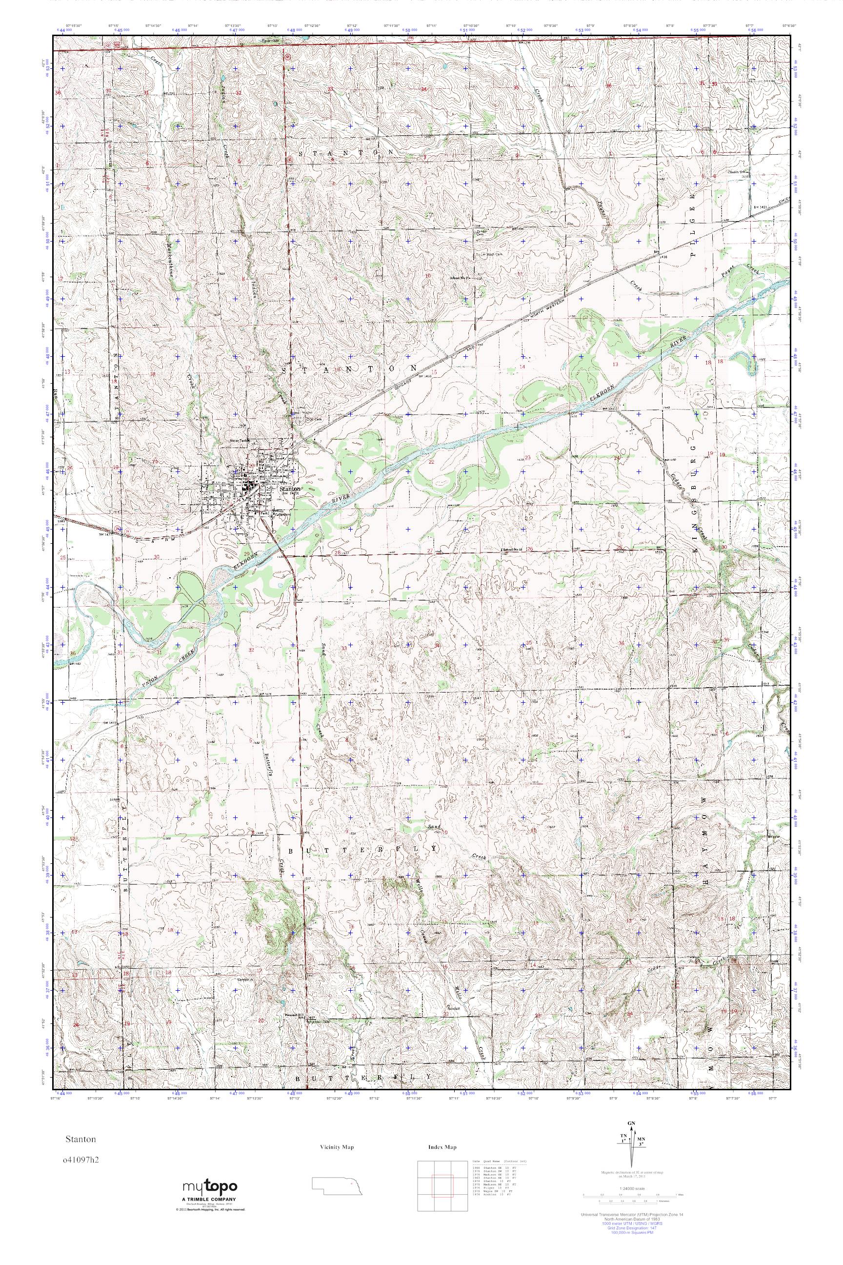 MyTopo Stanton, Nebraska USGS Quad Topo Map