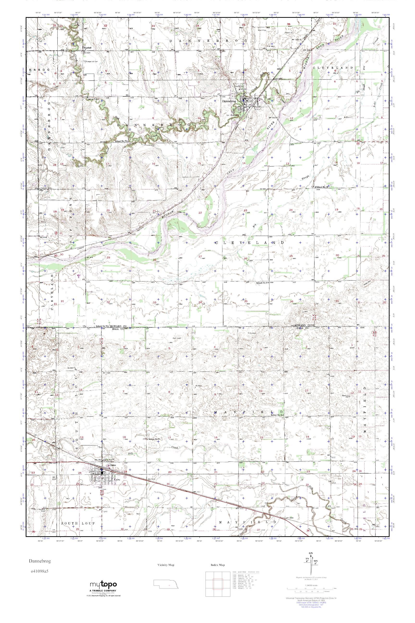 MyTopo Dannebrog, Nebraska USGS Quad Topo Map