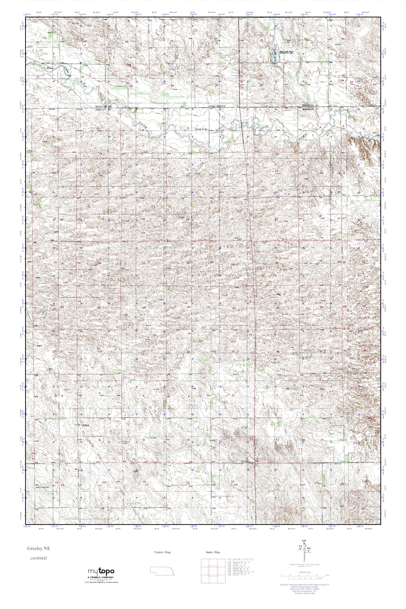 MyTopo Greeley NE, Nebraska USGS Quad Topo Map