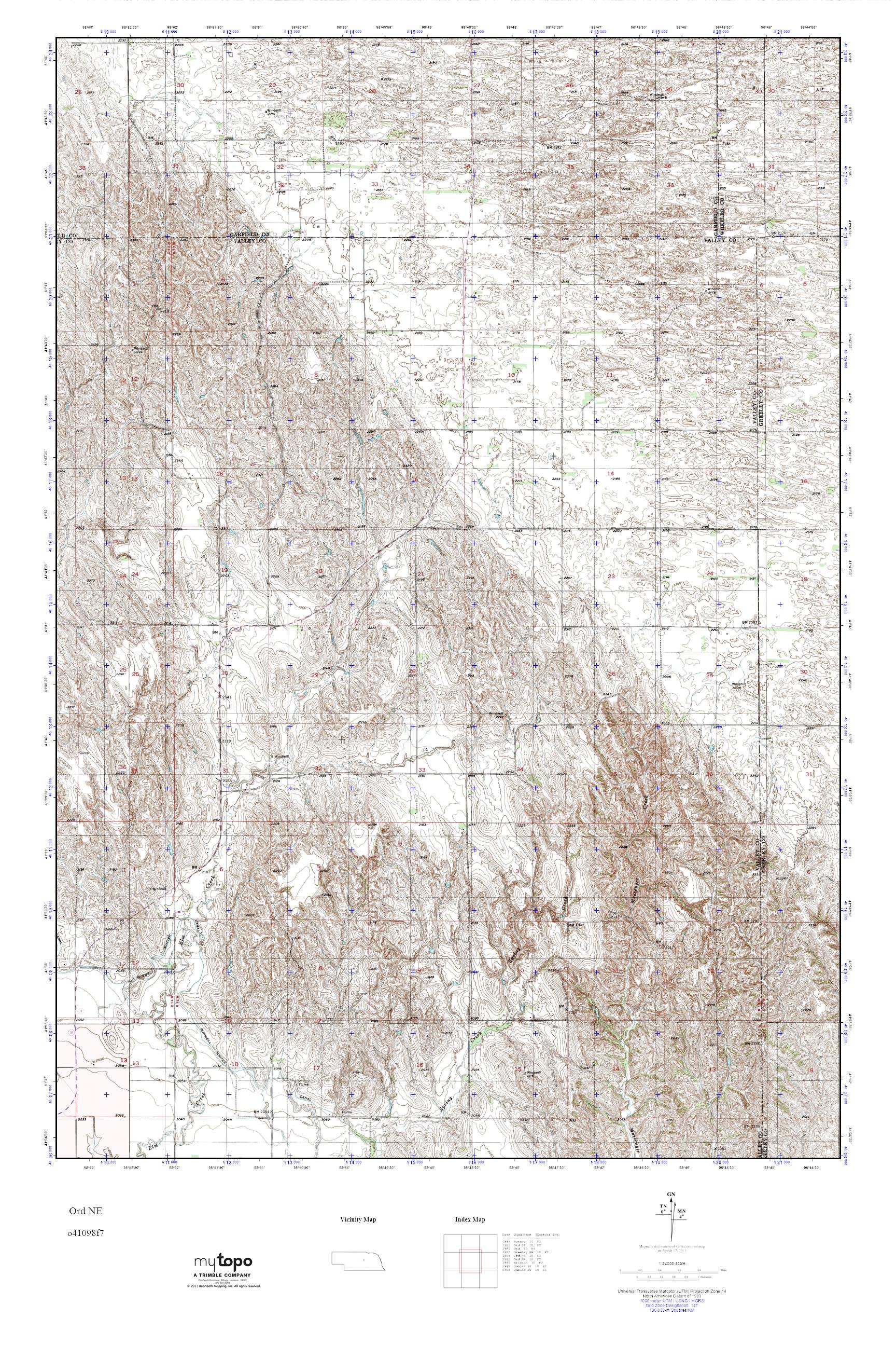 MyTopo Ord NE, Nebraska USGS Quad Topo Map