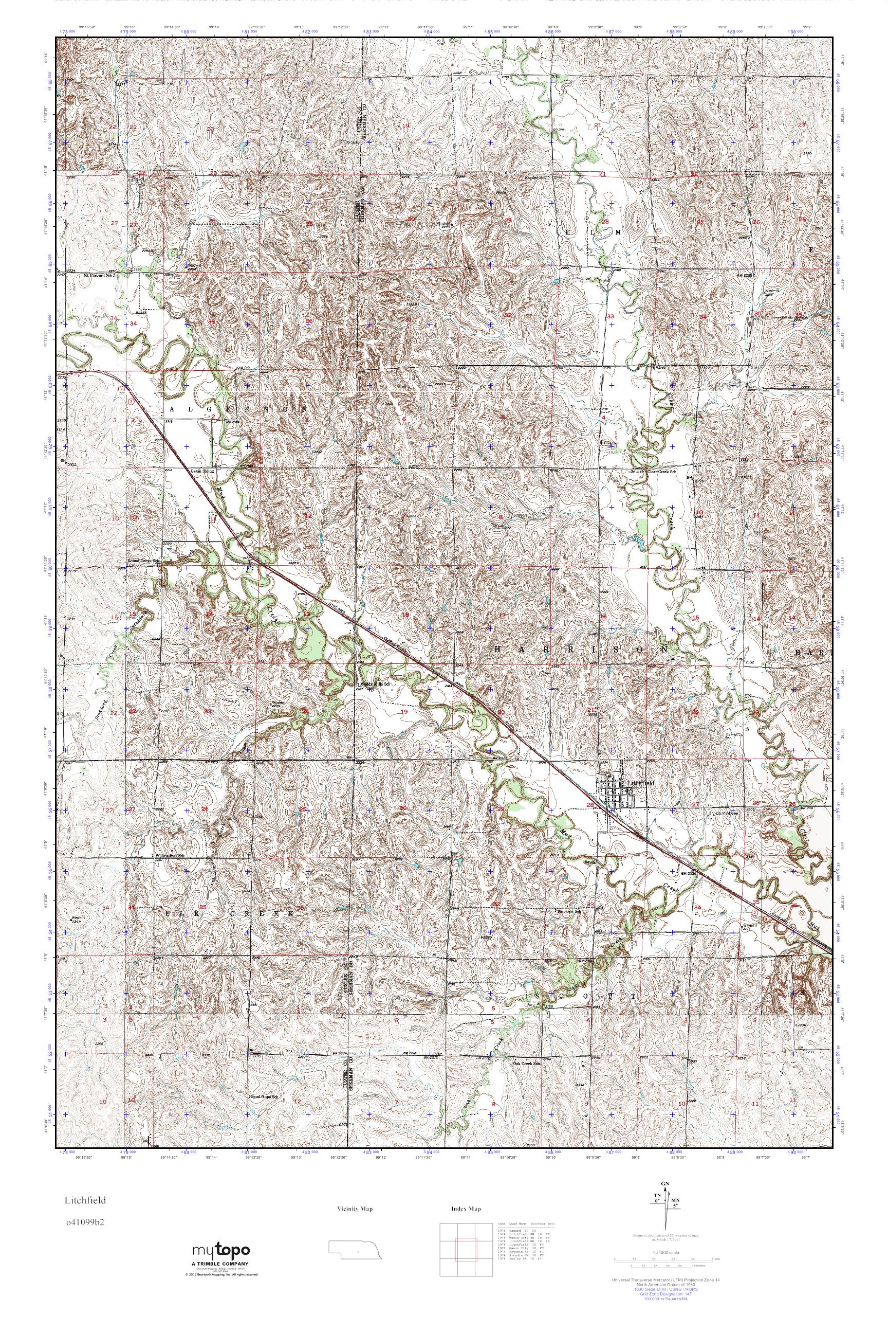 MyTopo Litchfield, Nebraska USGS Quad Topo Map