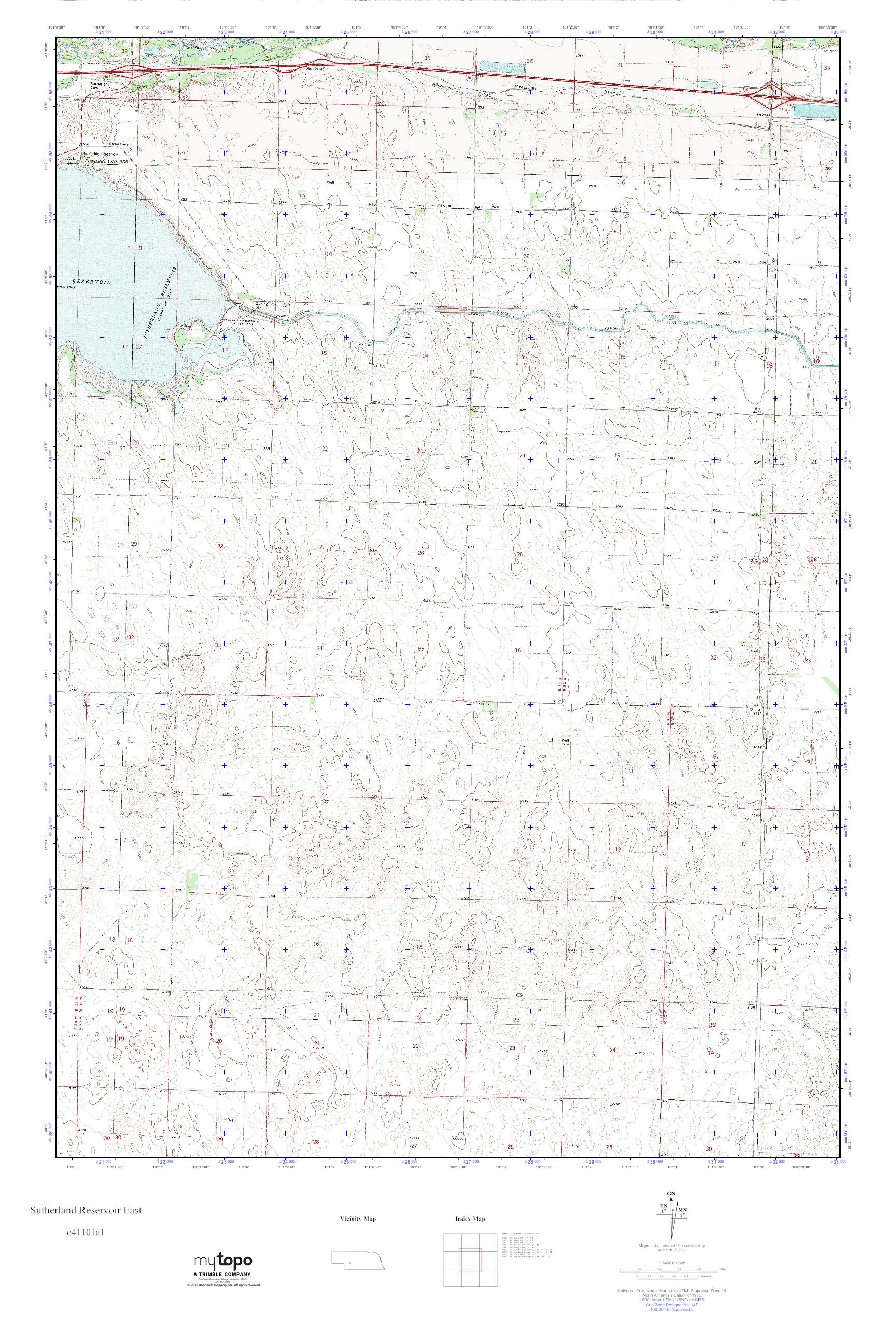 MyTopo Sutherland Reservoir East, Nebraska USGS Quad Topo Map