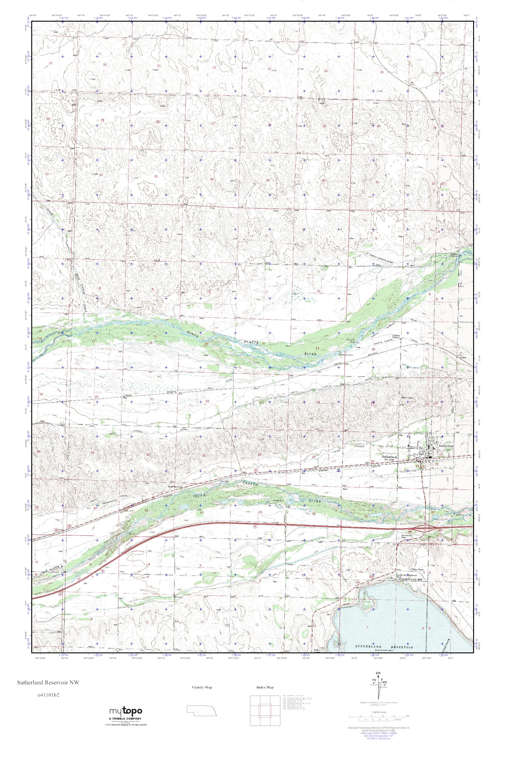 MyTopo Sutherland Reservoir NW, Nebraska USGS Quad Topo Map