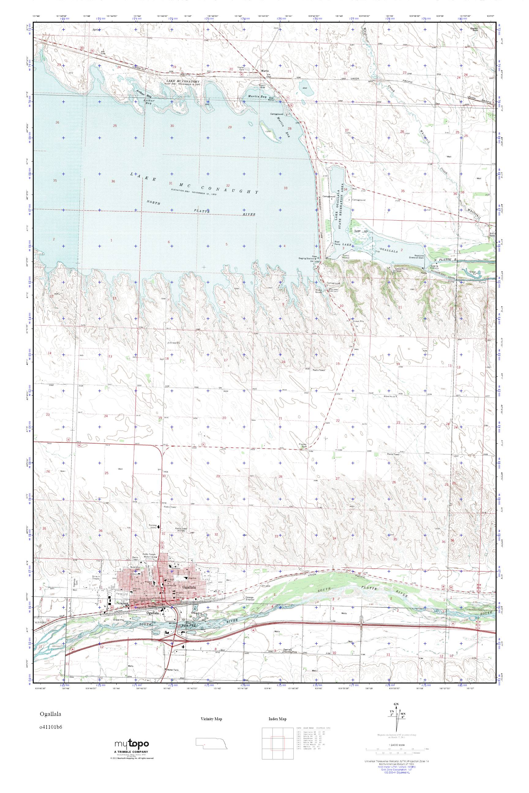 MyTopo Ogallala, Nebraska USGS Quad Topo Map