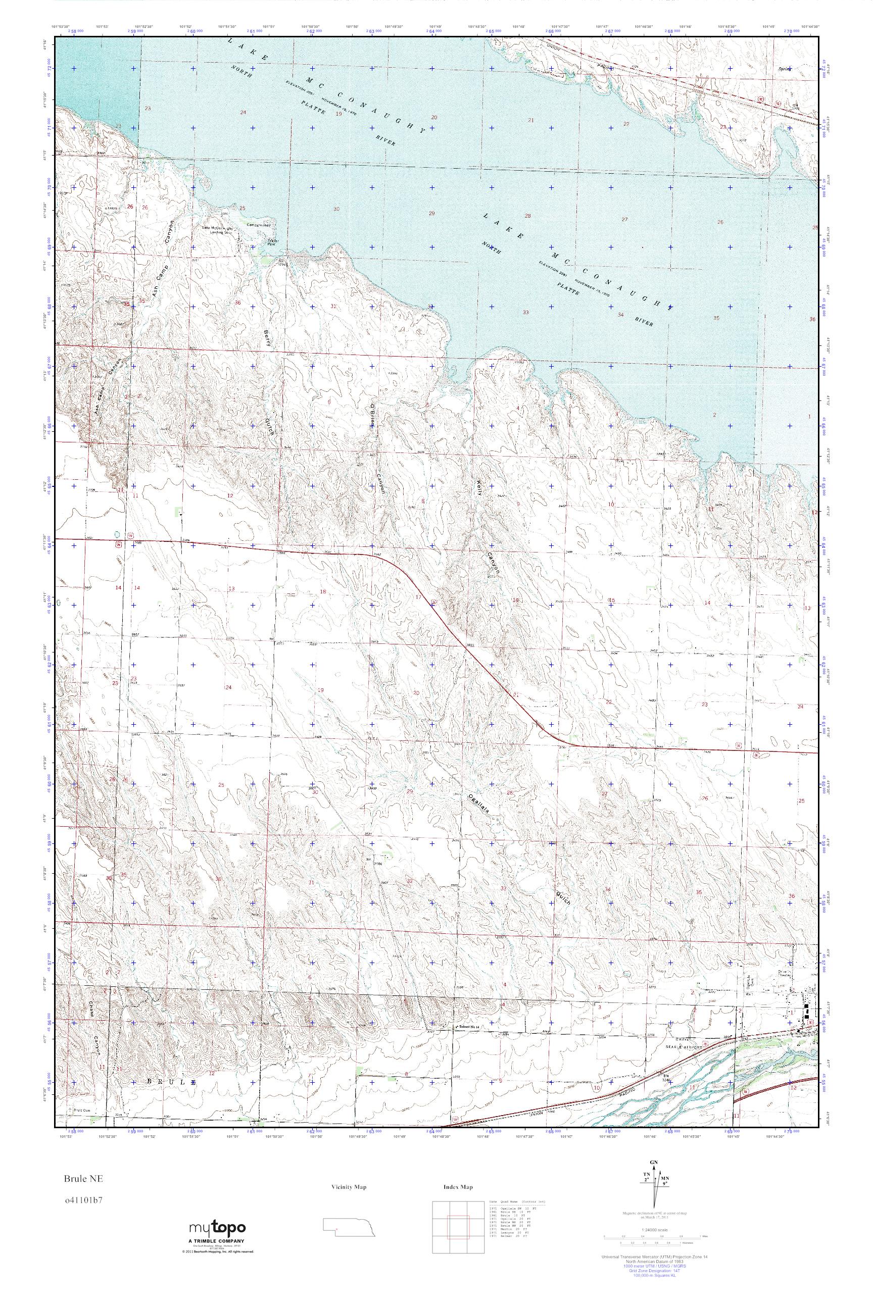 MyTopo Brule NE, Nebraska USGS Quad Topo Map