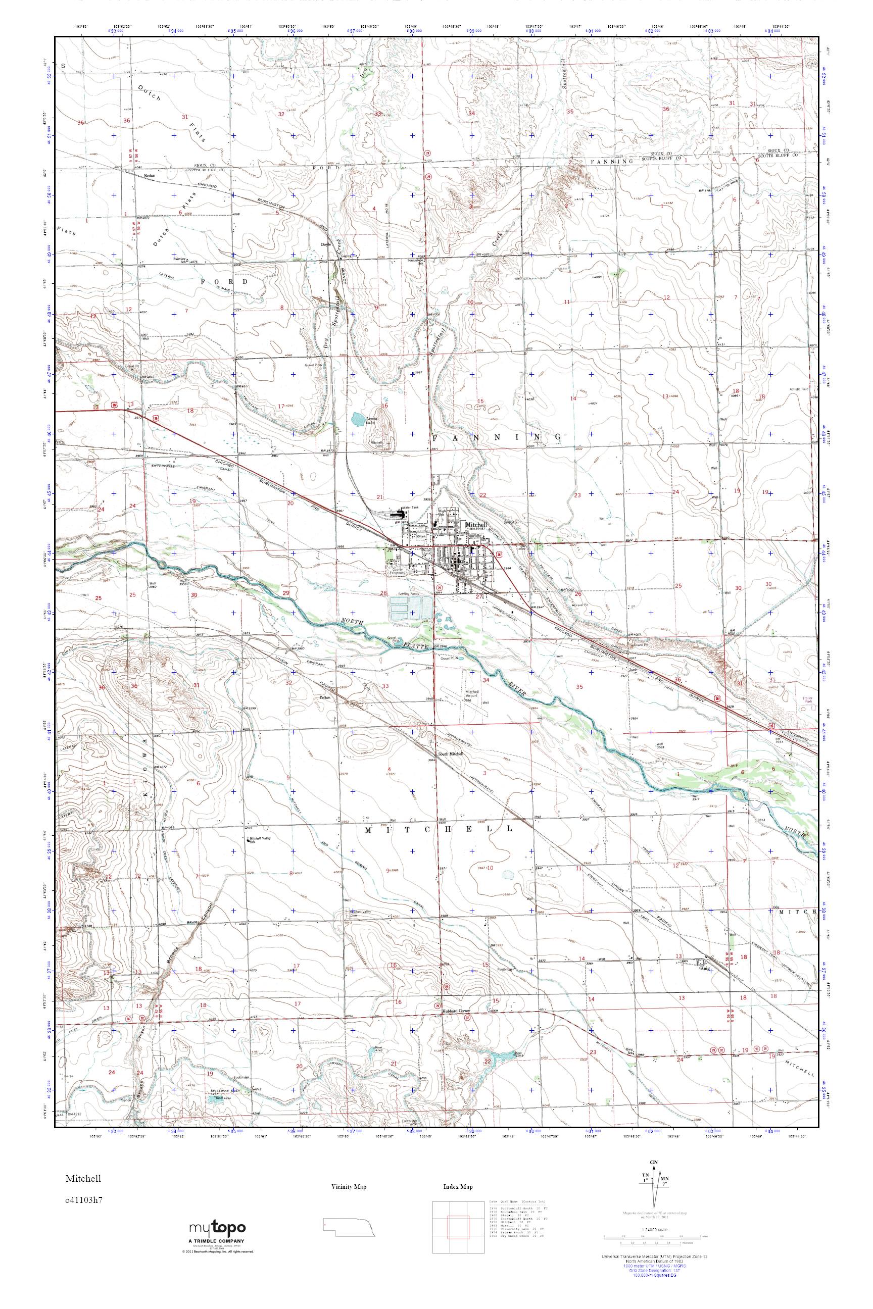 MyTopo Mitchell, Nebraska USGS Quad Topo Map