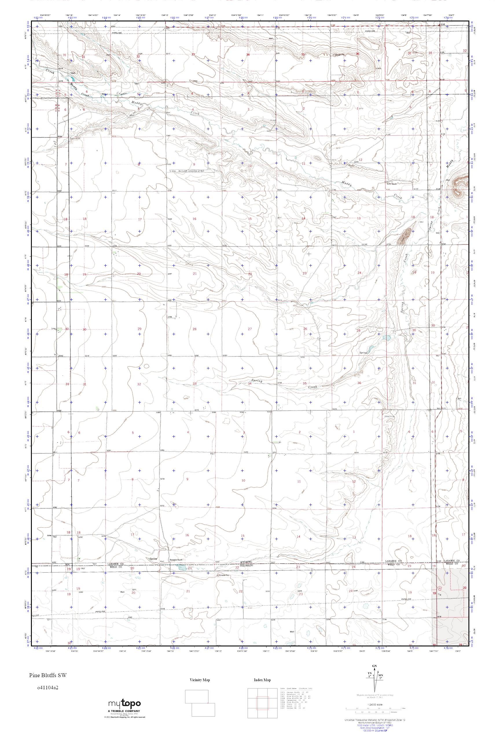 MyTopo Pine Bluffs SW, Wyoming USGS Quad Topo Map