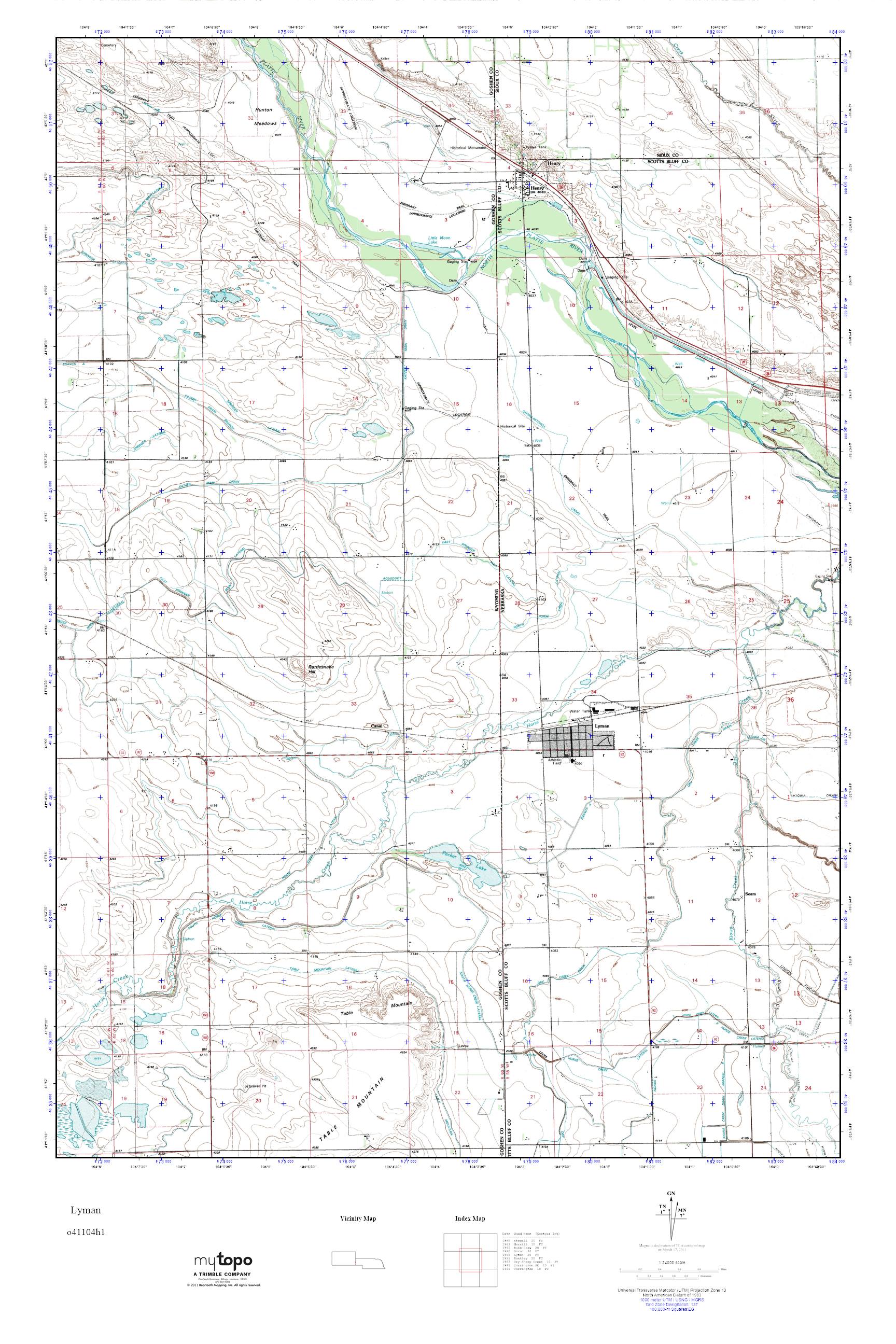 MyTopo Lyman, Wyoming USGS Quad Topo Map