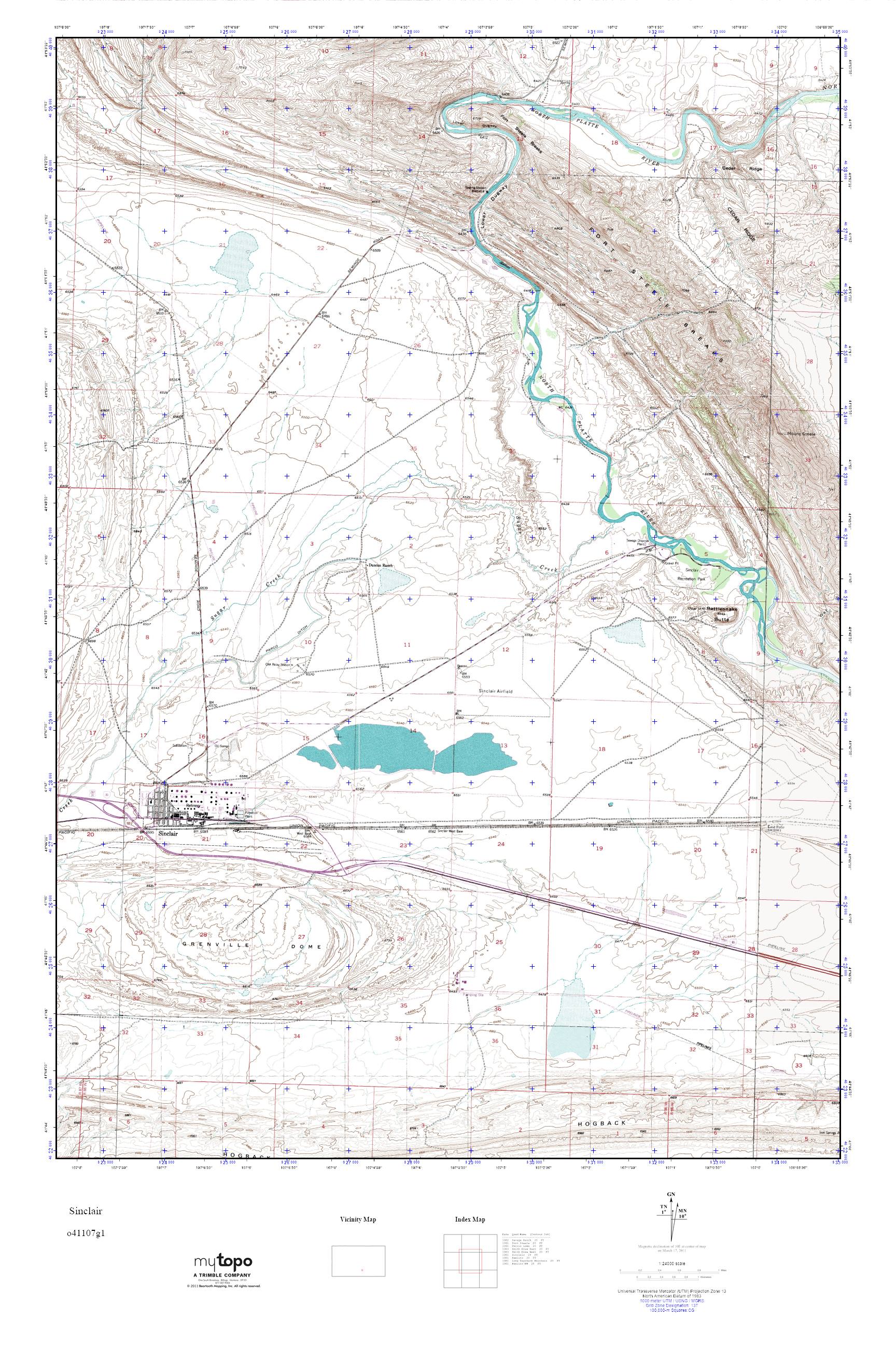 MyTopo Sinclair, Wyoming USGS Quad Topo Map